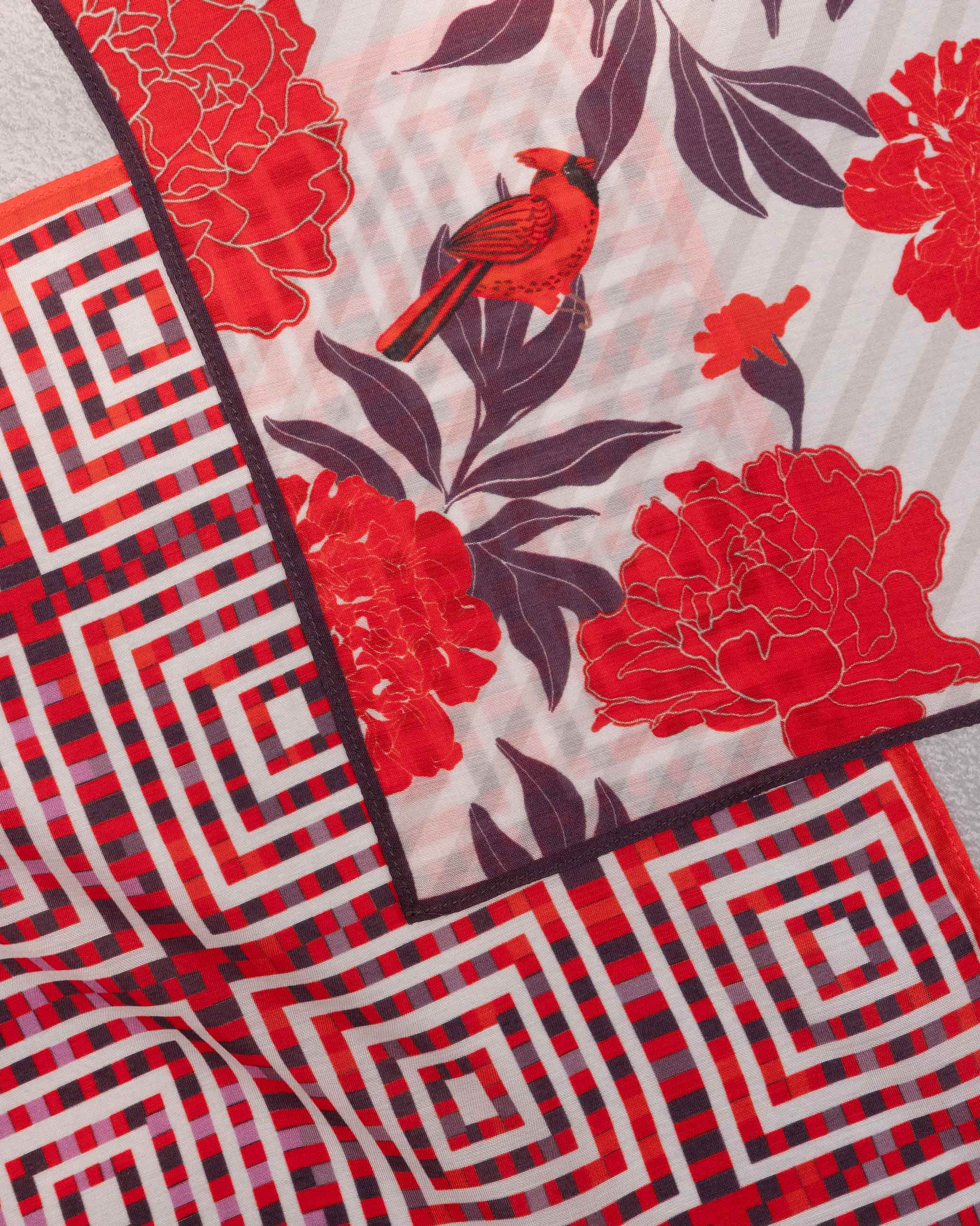 Marigold Pocket Squares - Red & Dark Blue - Image 3