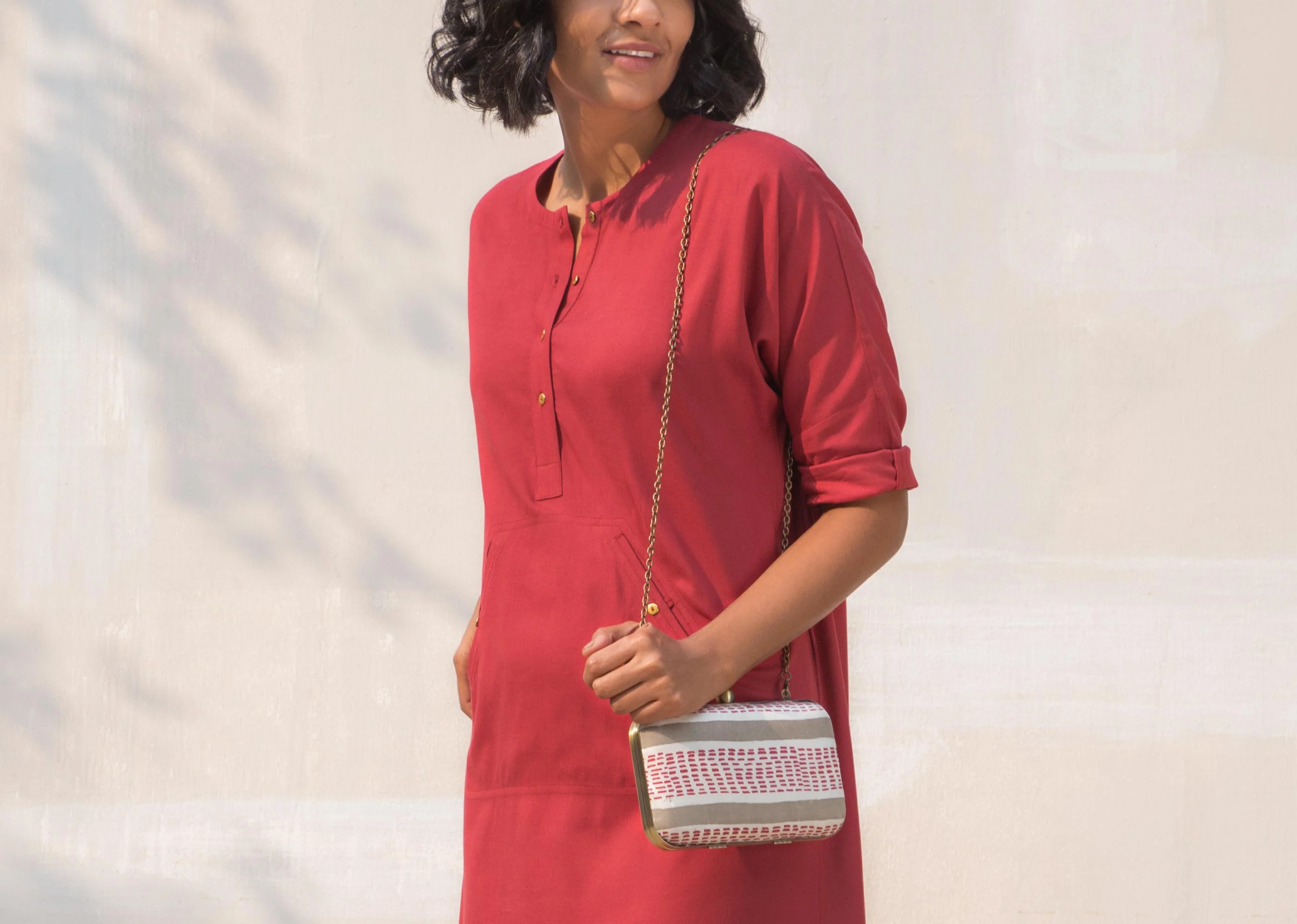 Martini Clutch - Silver Sage & Red - Image 3