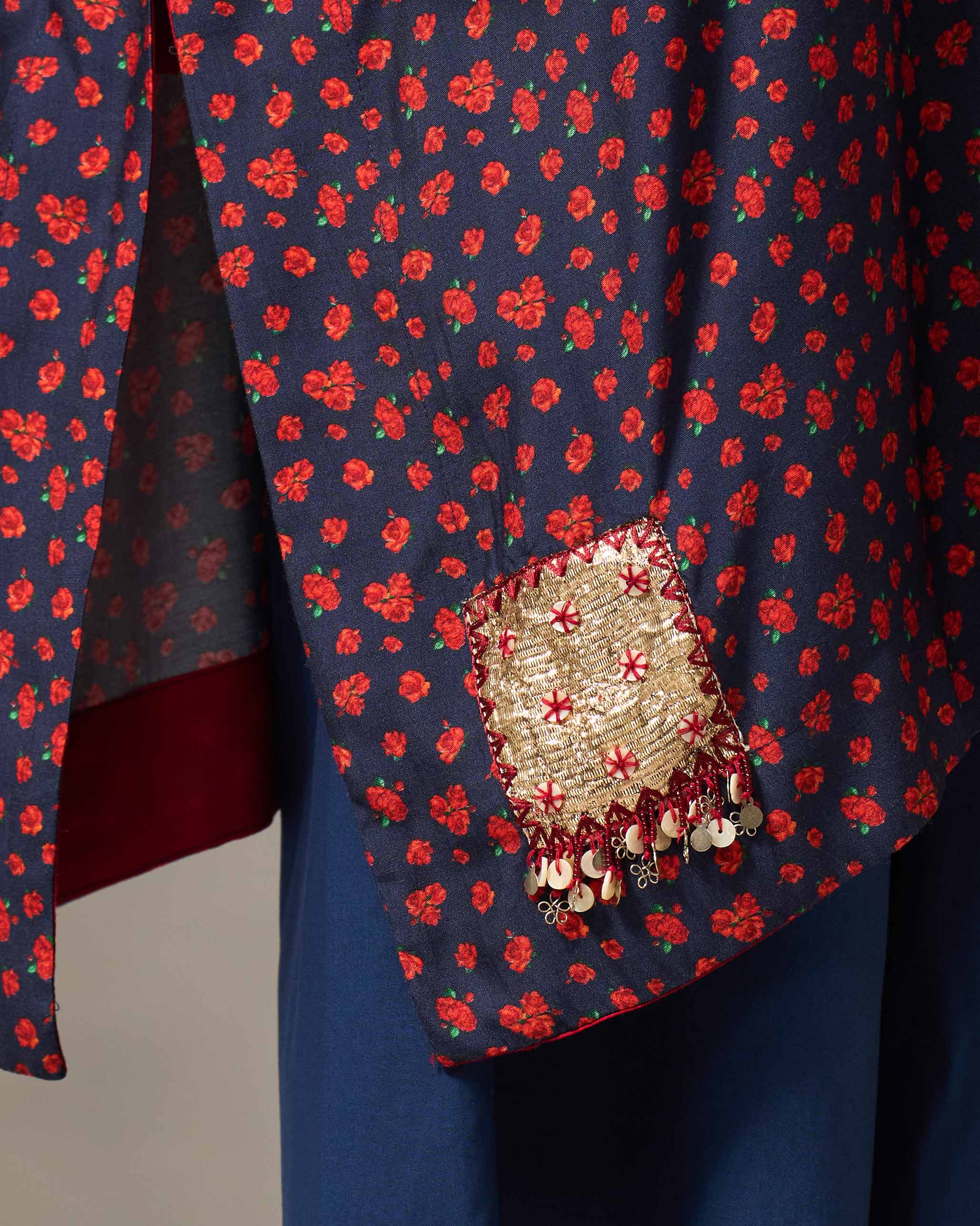 Medina Kurta - Navy & Red Print - Image 2