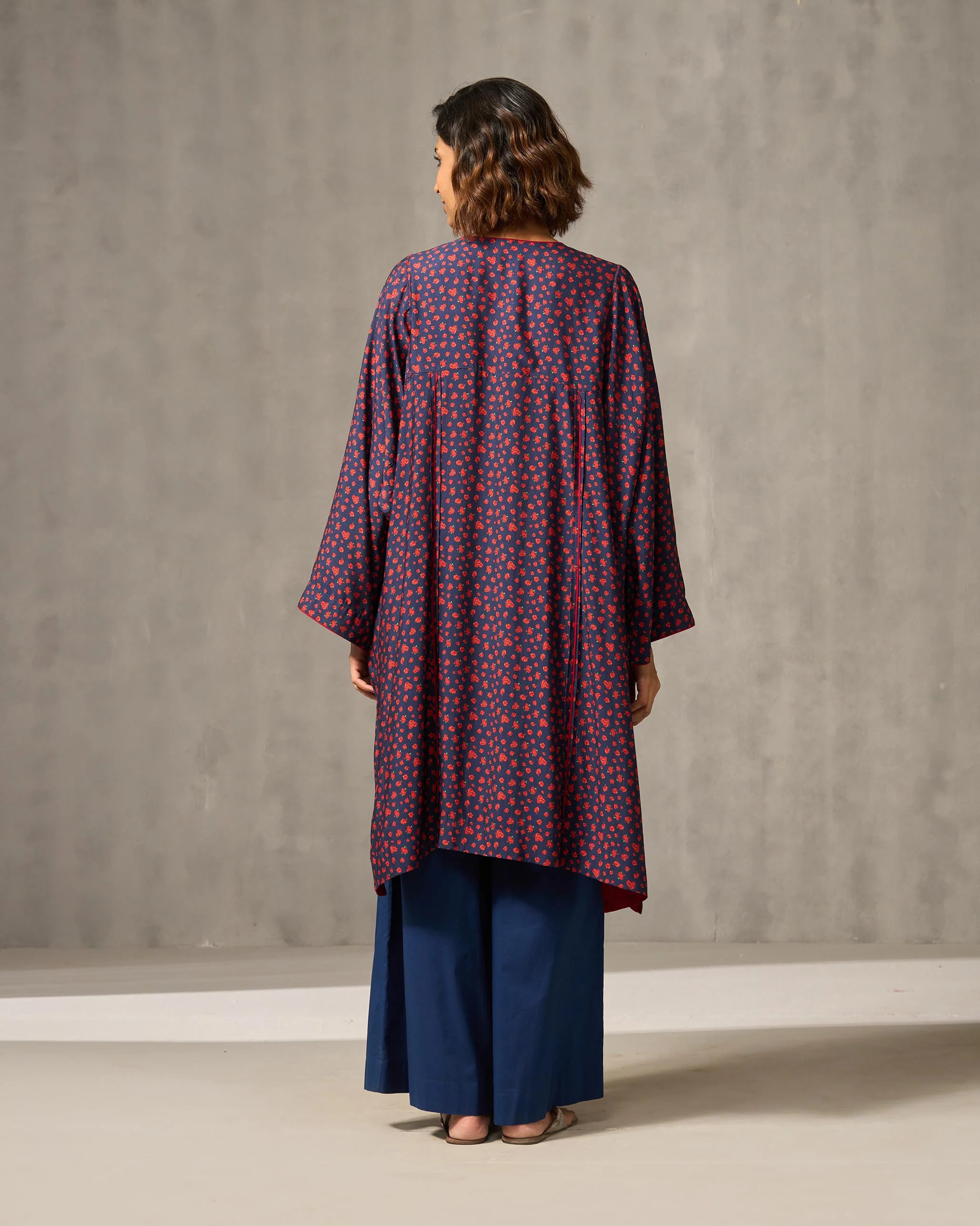 Medina Kurta - Navy & Red Print - Image 5
