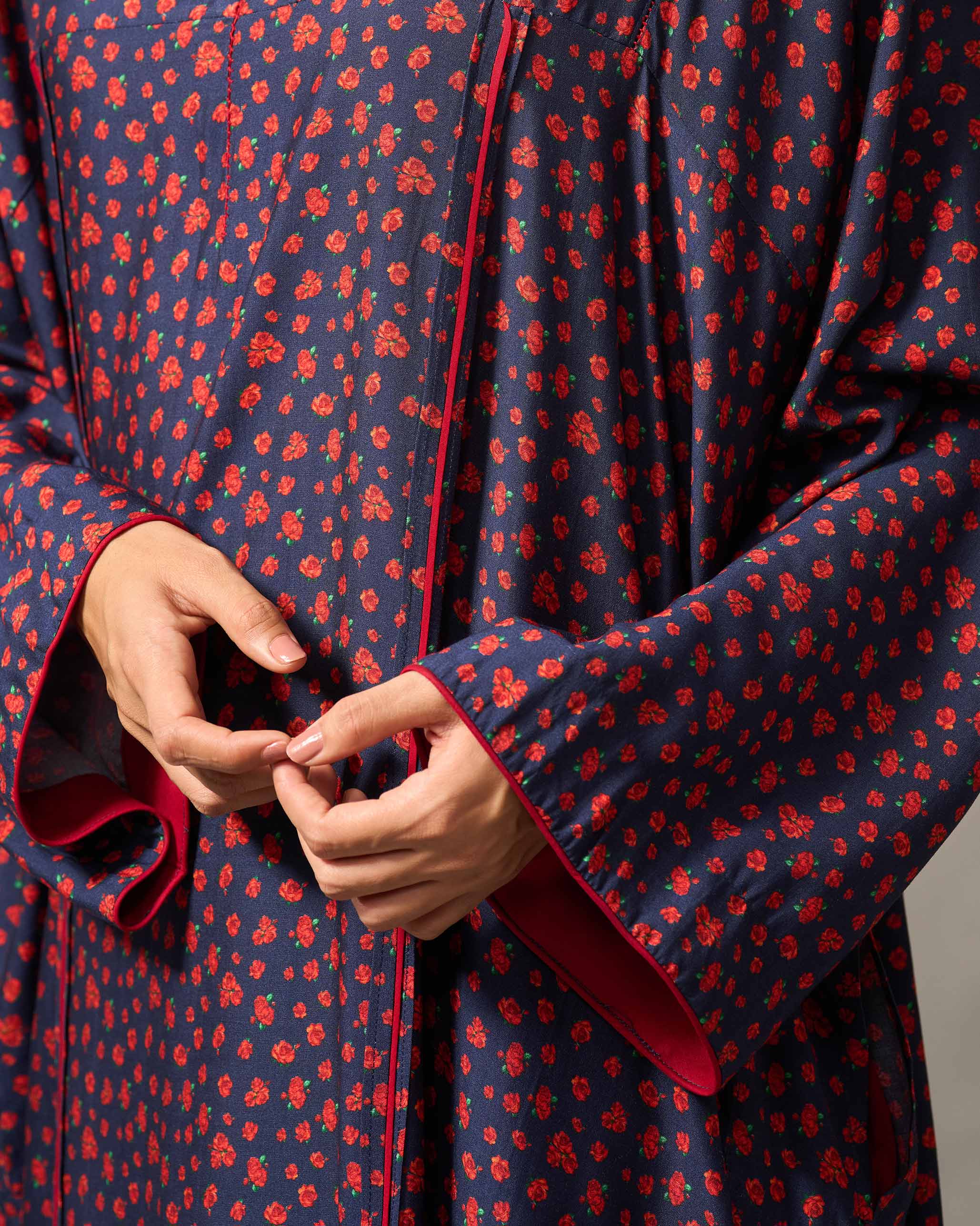 Medina Kurta - Navy & Red Print - Image 6