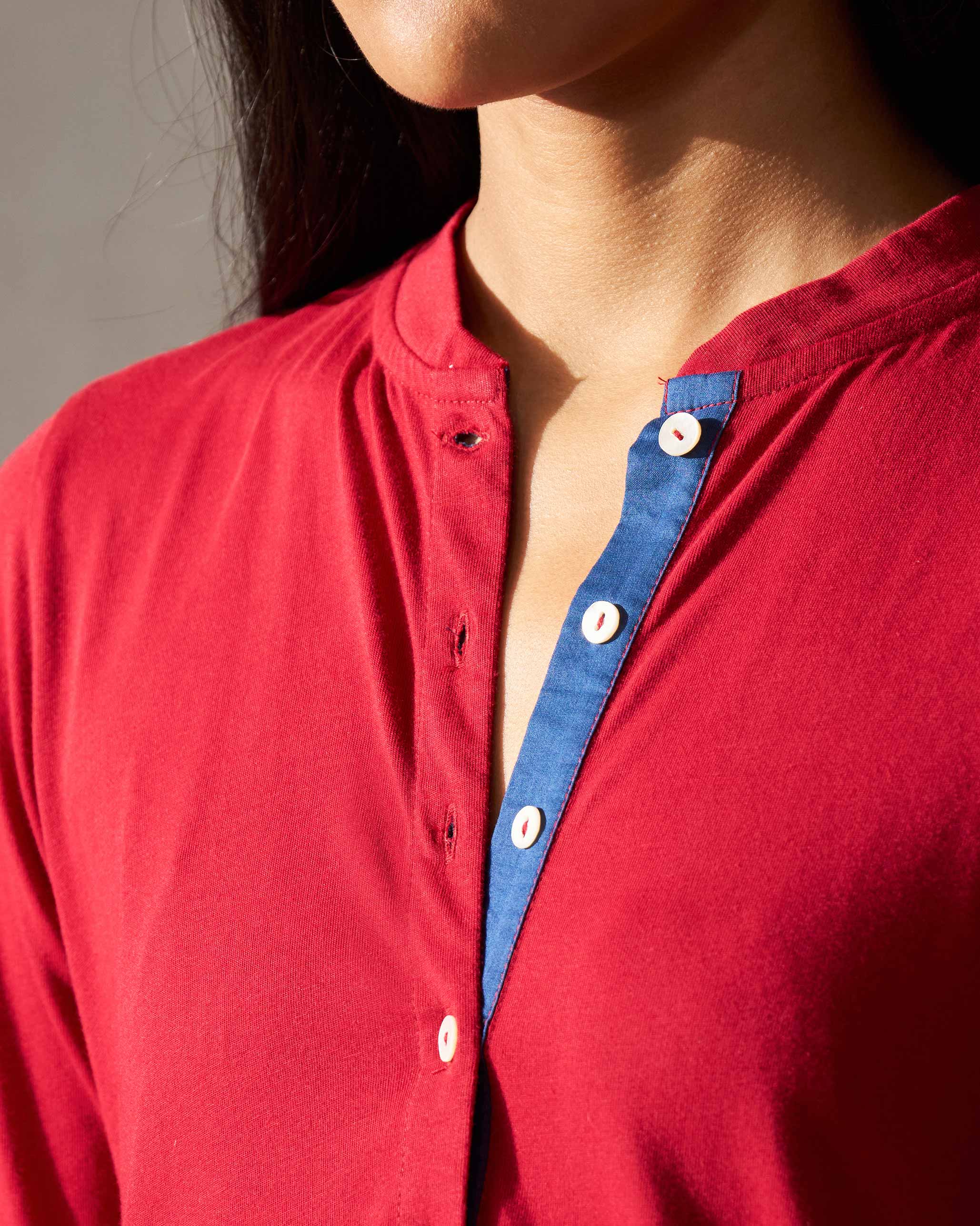 Midi Jersey Dress - Red - Image 2
