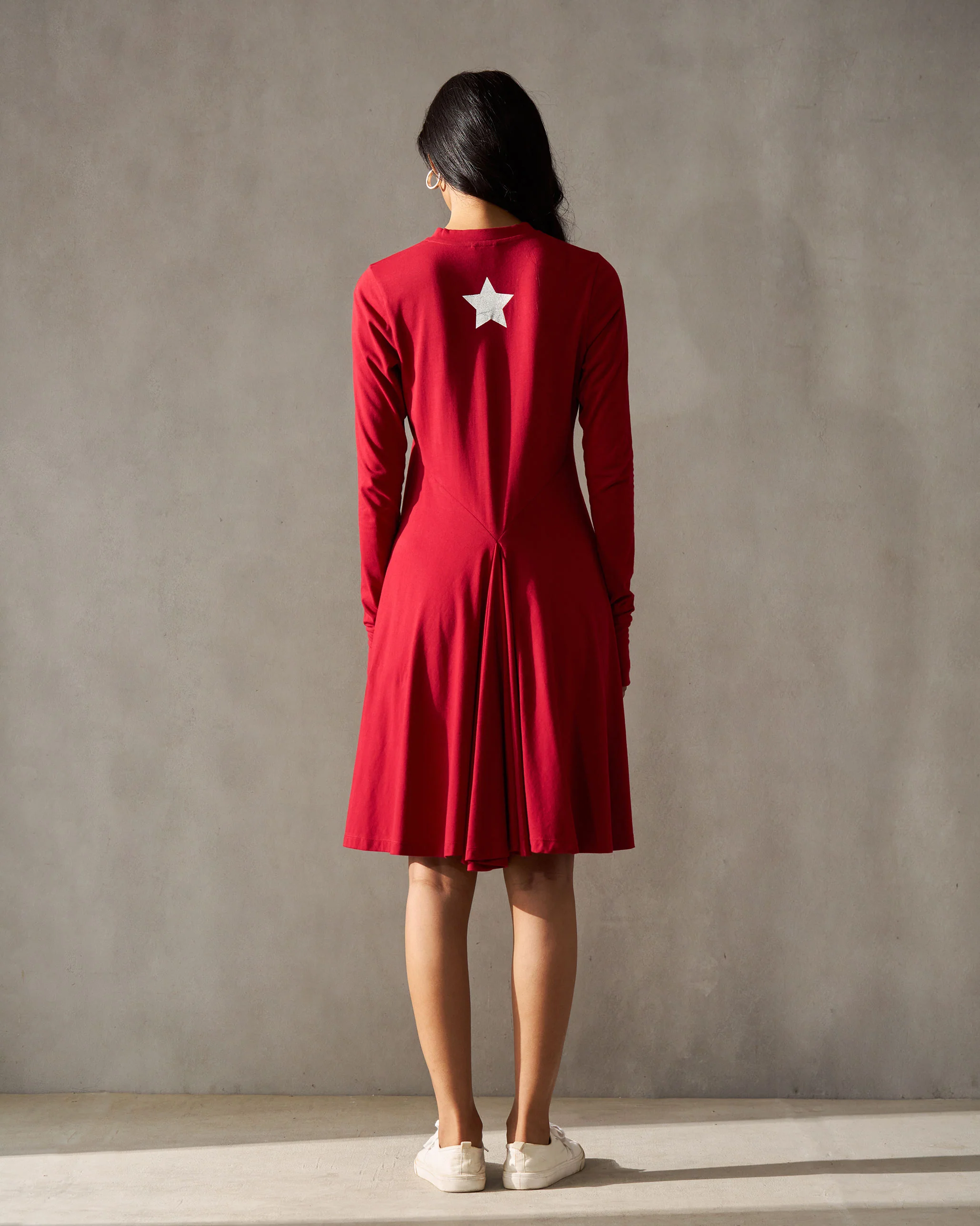 Midi Jersey Dress - Red - Image 4