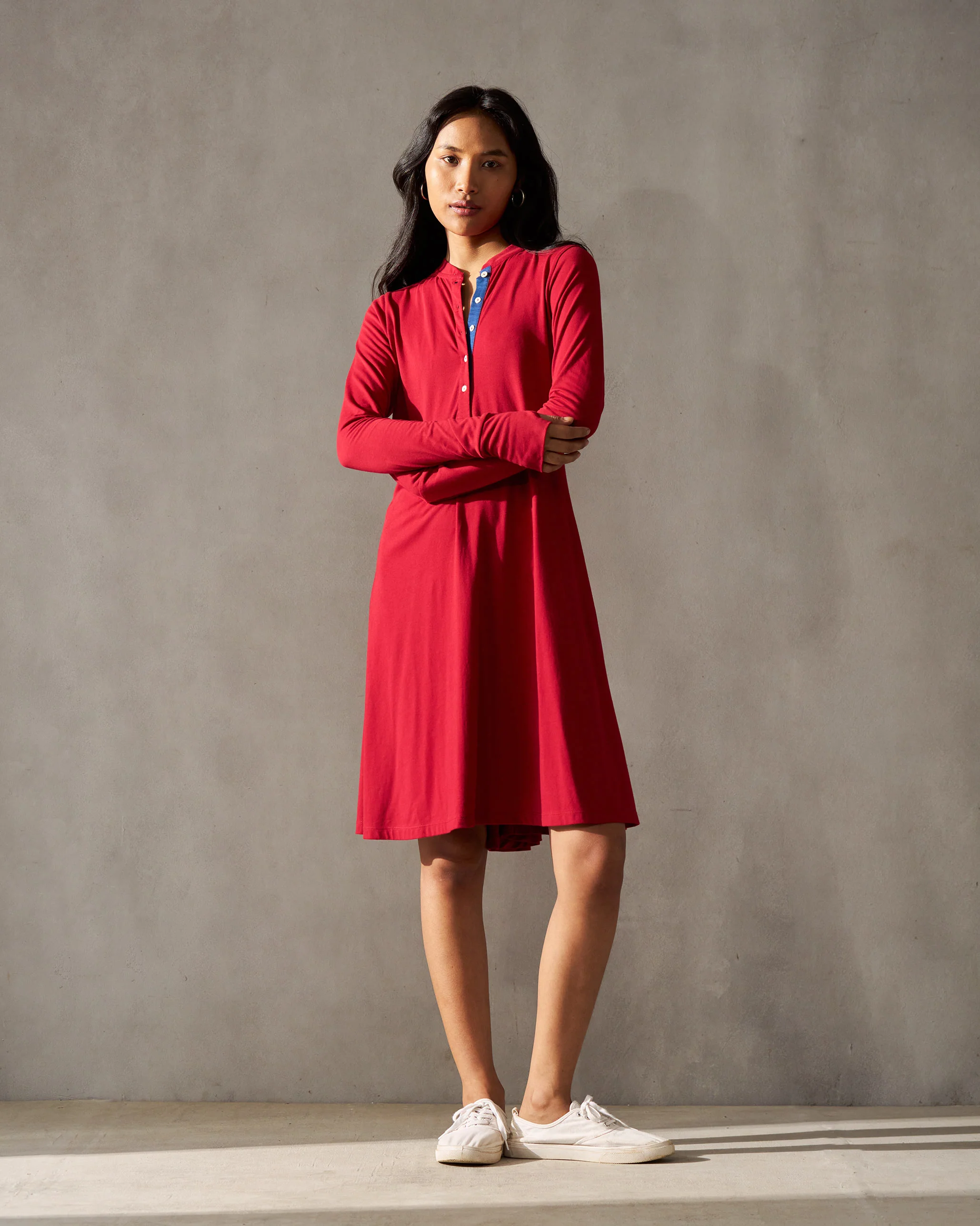 Midi Jersey Dress - Red - Image 5