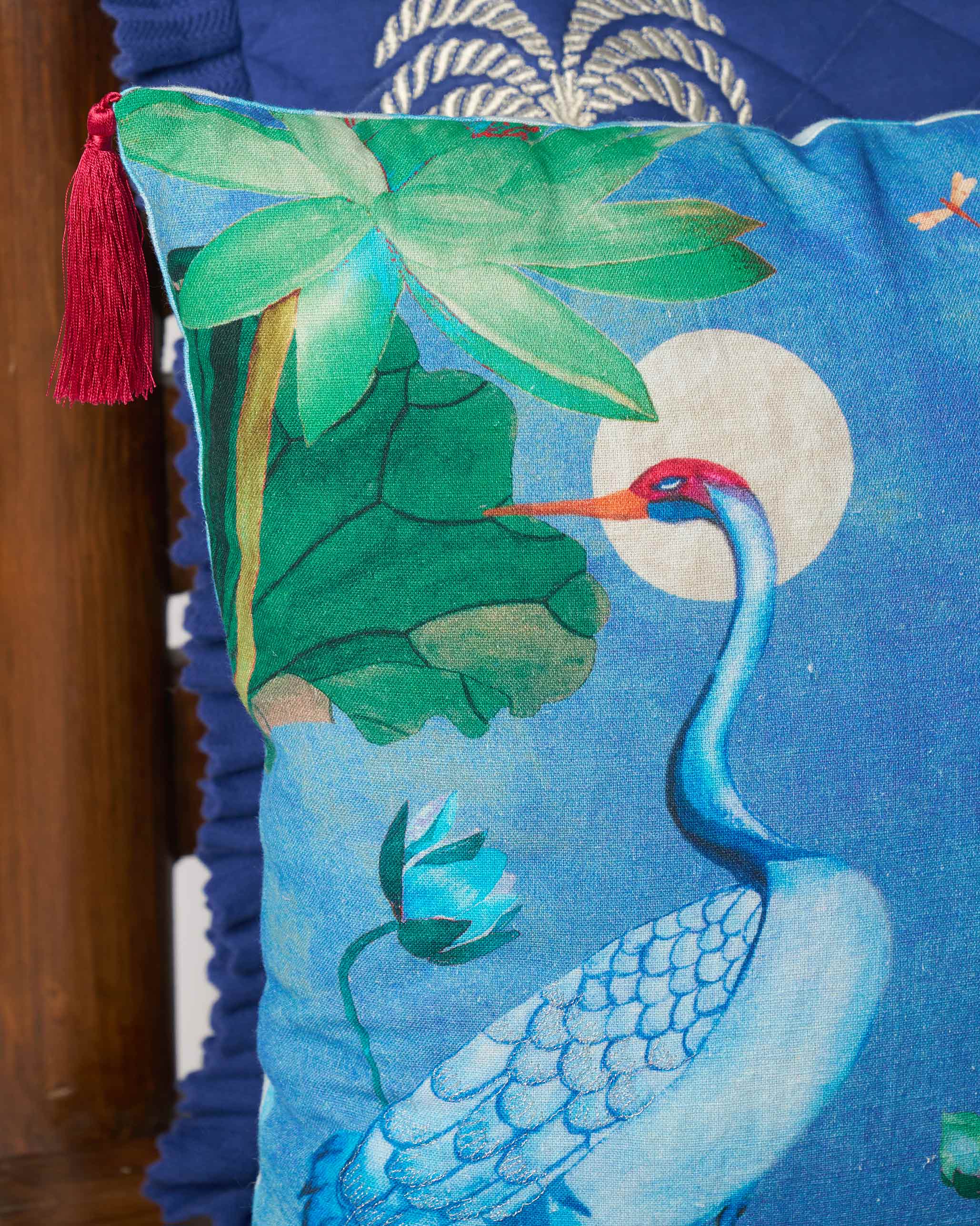 Midnight Crane Cushion Cover - Image 2