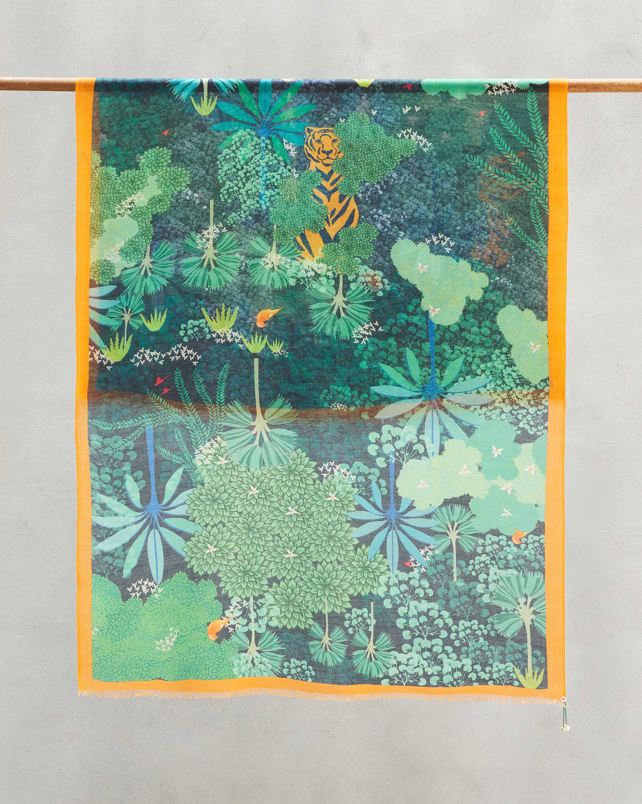 Midnight Forest Scarf - Grey & Green Print - Image 2