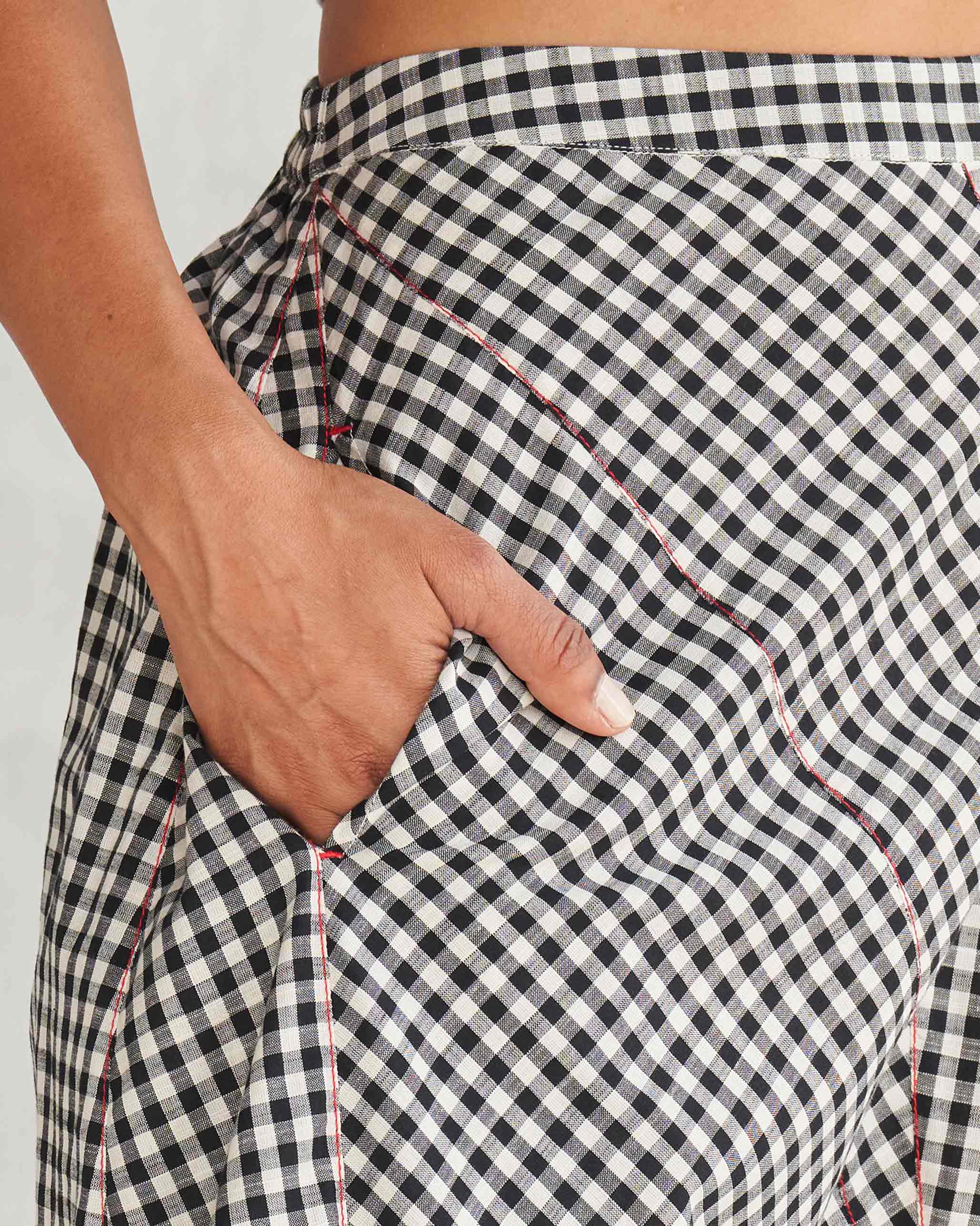 Midori Checkered Pants - Black & Ivory - Image 2