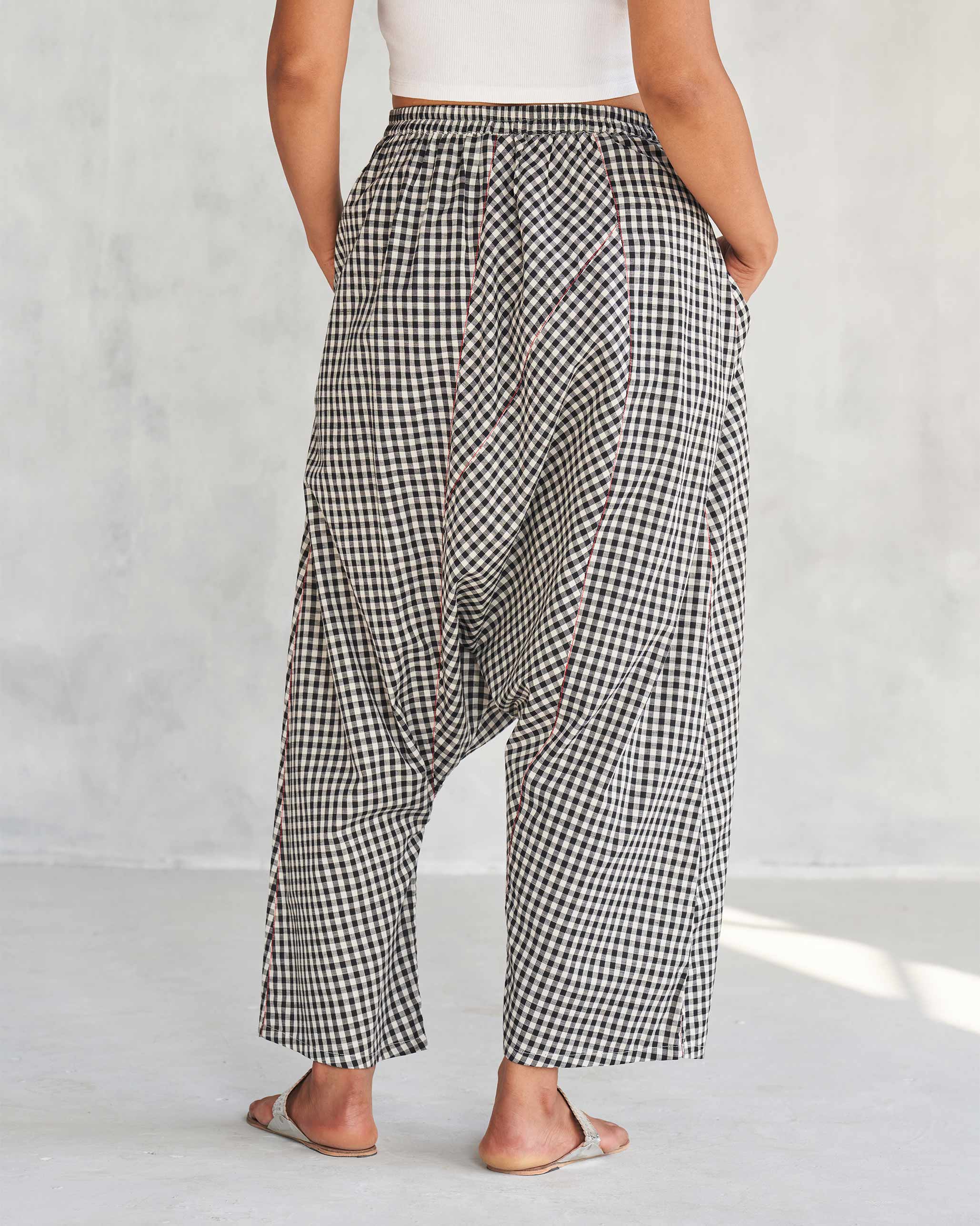 Midori Checkered Pants - Black & Ivory - Image 3