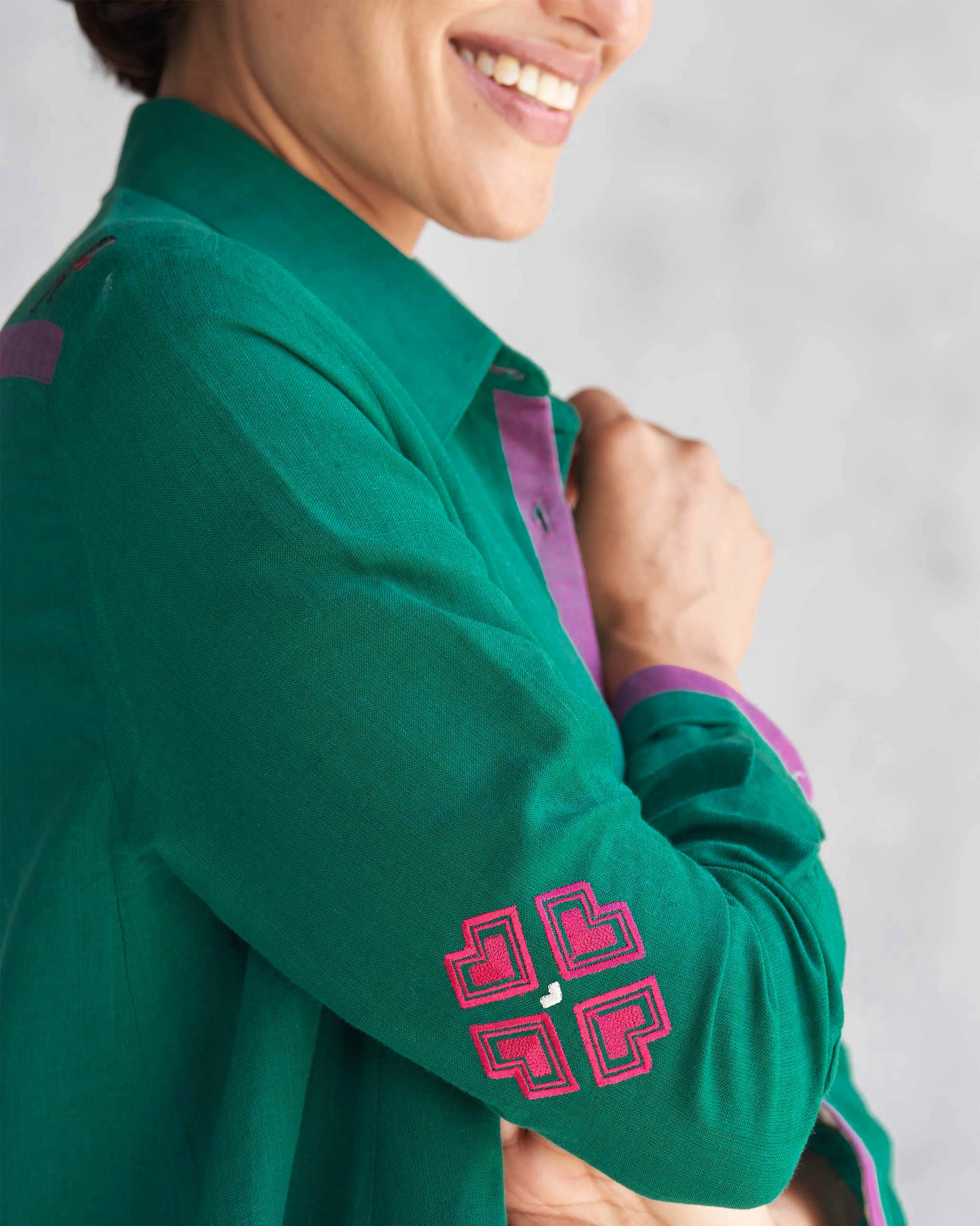 Midori High Low Kurta - Green - Image 3