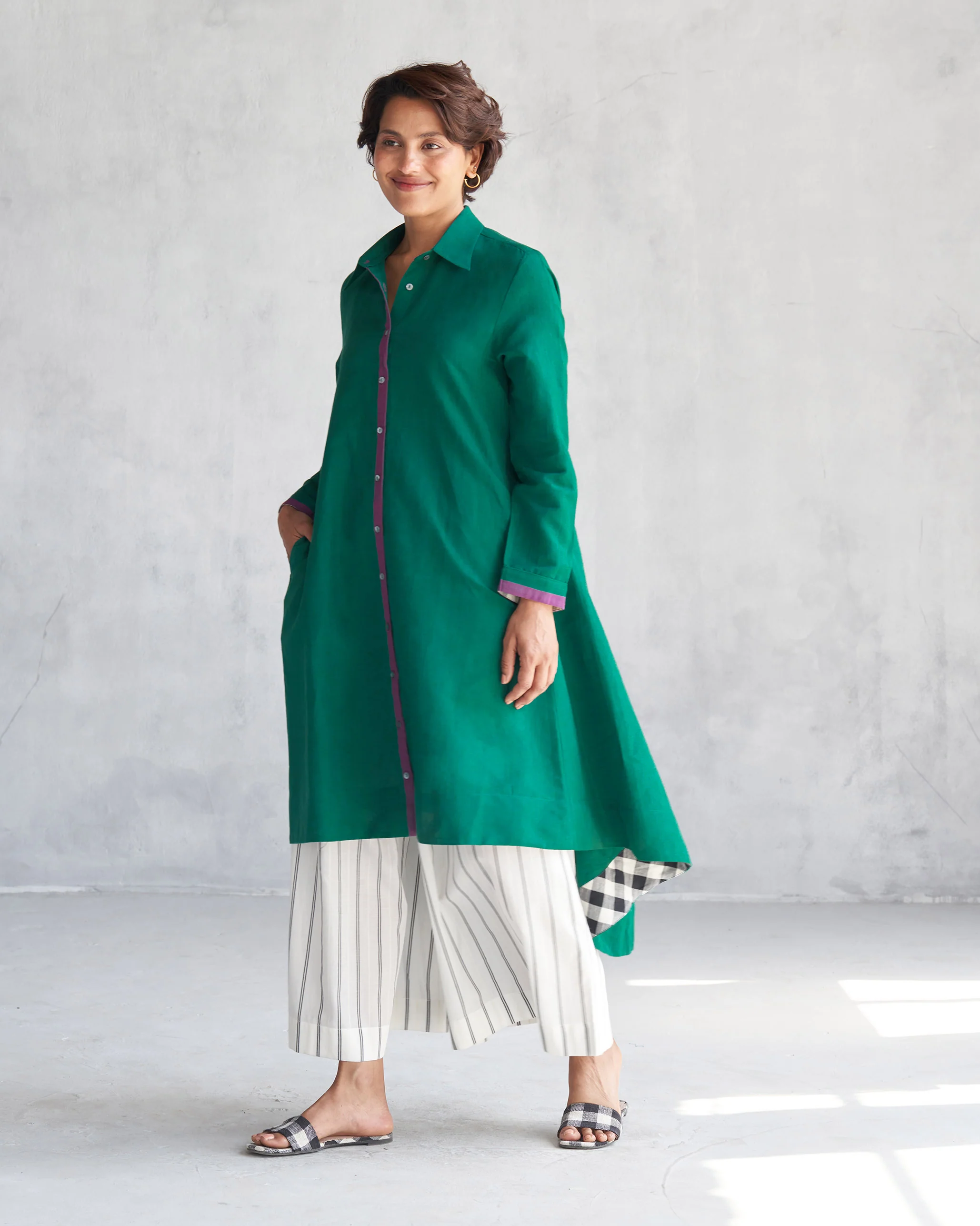 Midori High Low Kurta - Green - Image 4