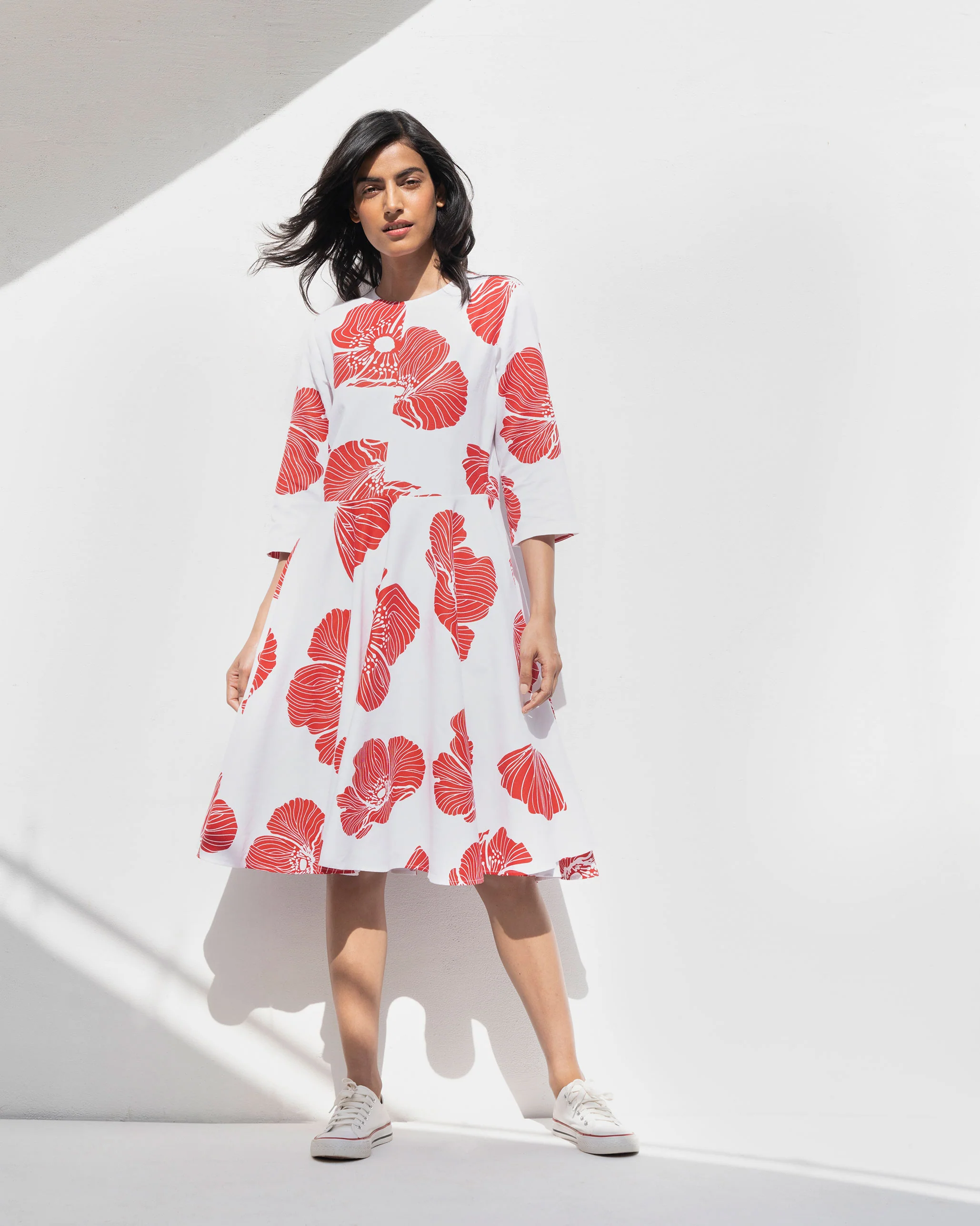 Mini Flare Dress - White - Image 3
