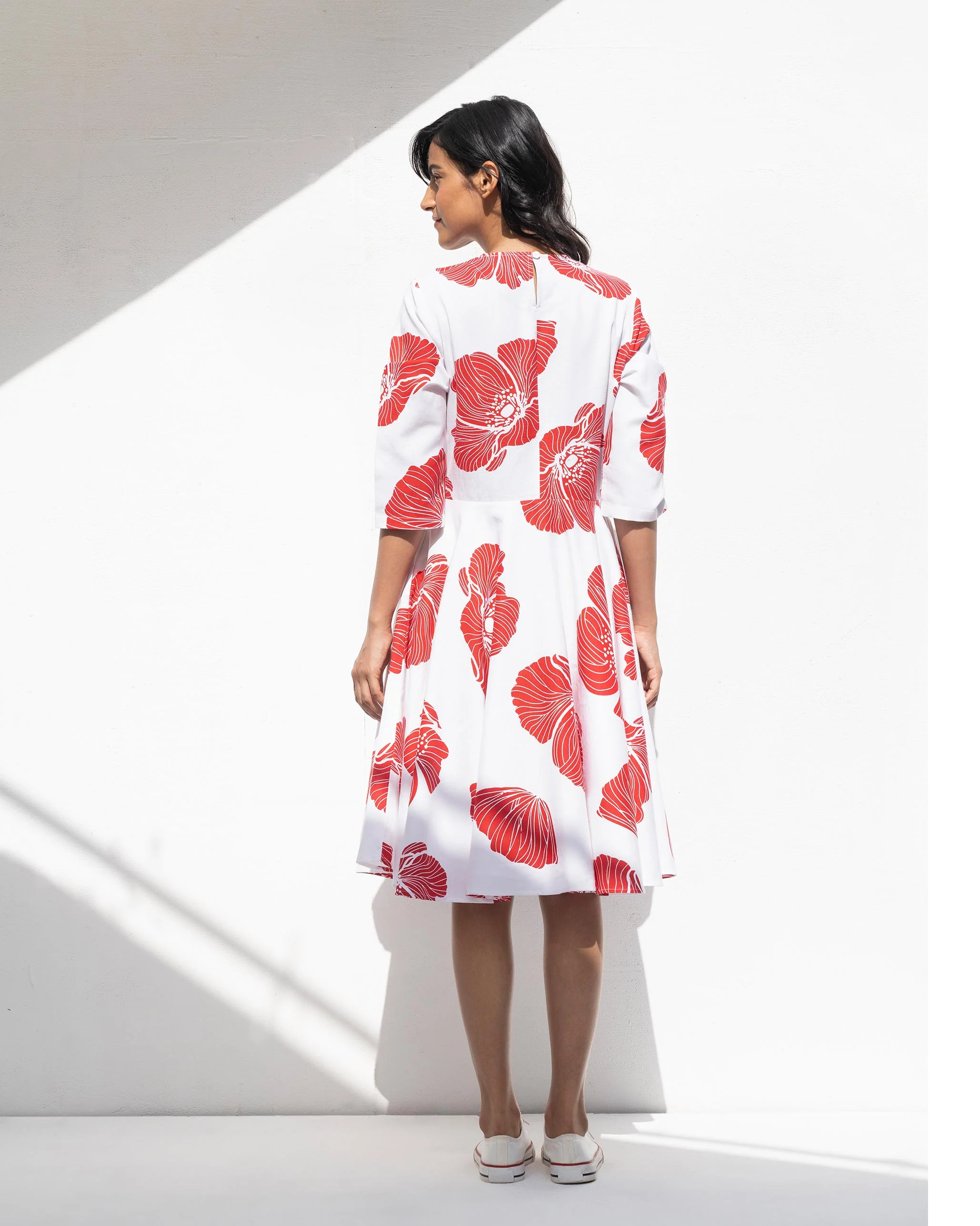 Mini Flare Dress - White - Image 4