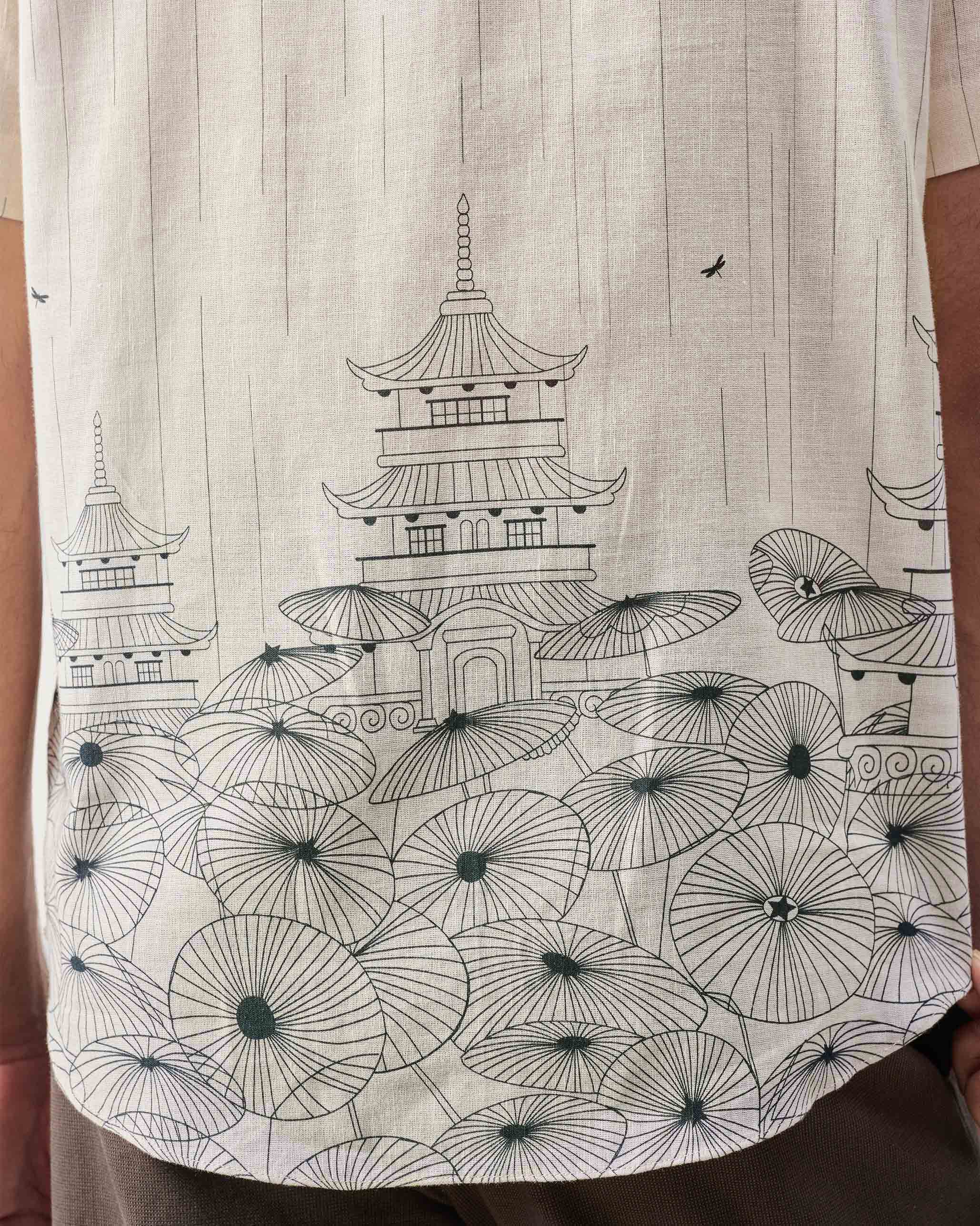 Mistari Shirt - Beige & Black Print - Image 4