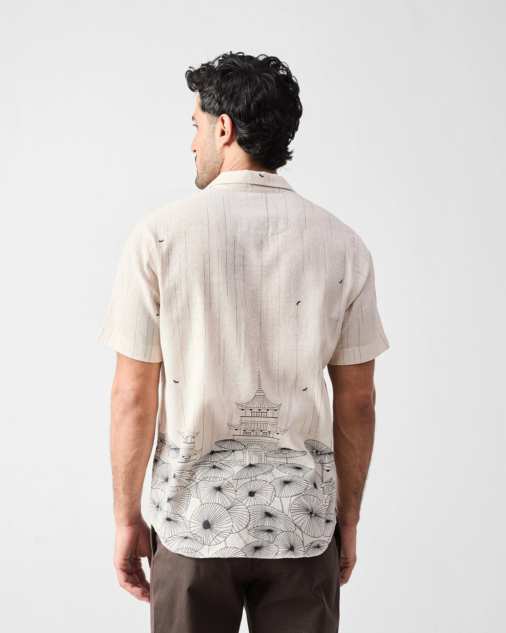 Mistari Shirt - Beige & Black Print - Image 5