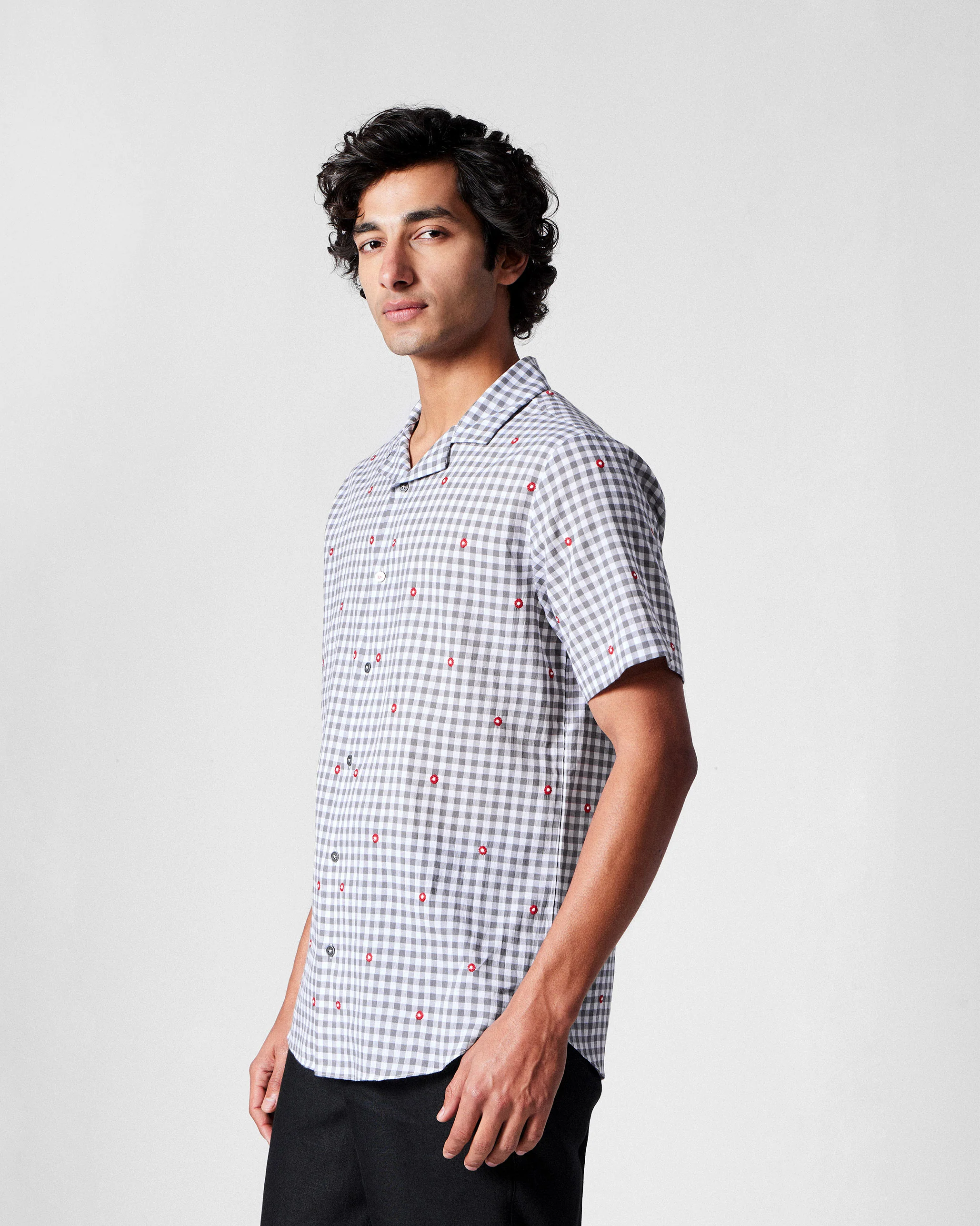 Mistari Shirt - Charcoal & Ivory Checks - Image 2