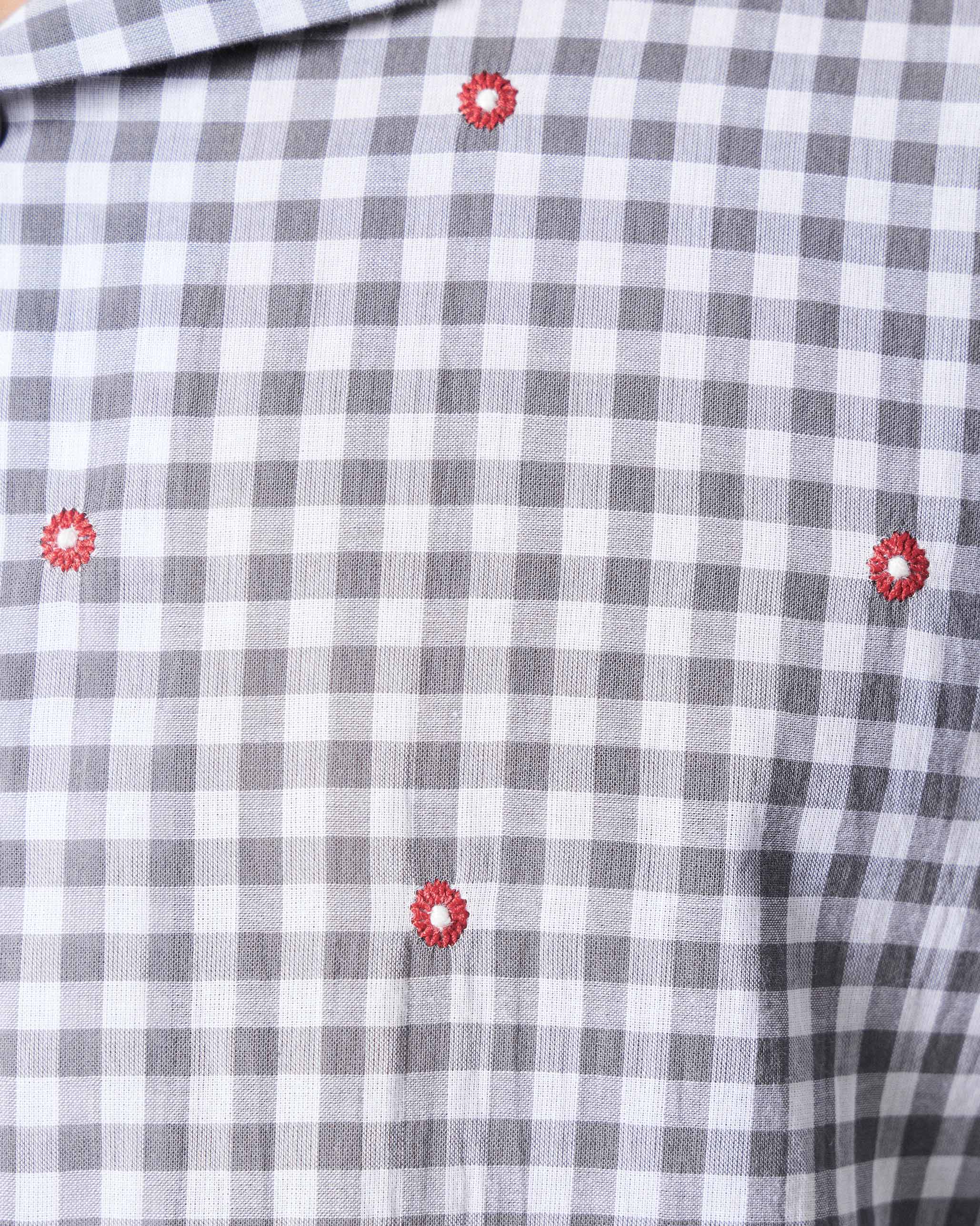 Mistari Shirt - Charcoal & Ivory Checks - Image 5