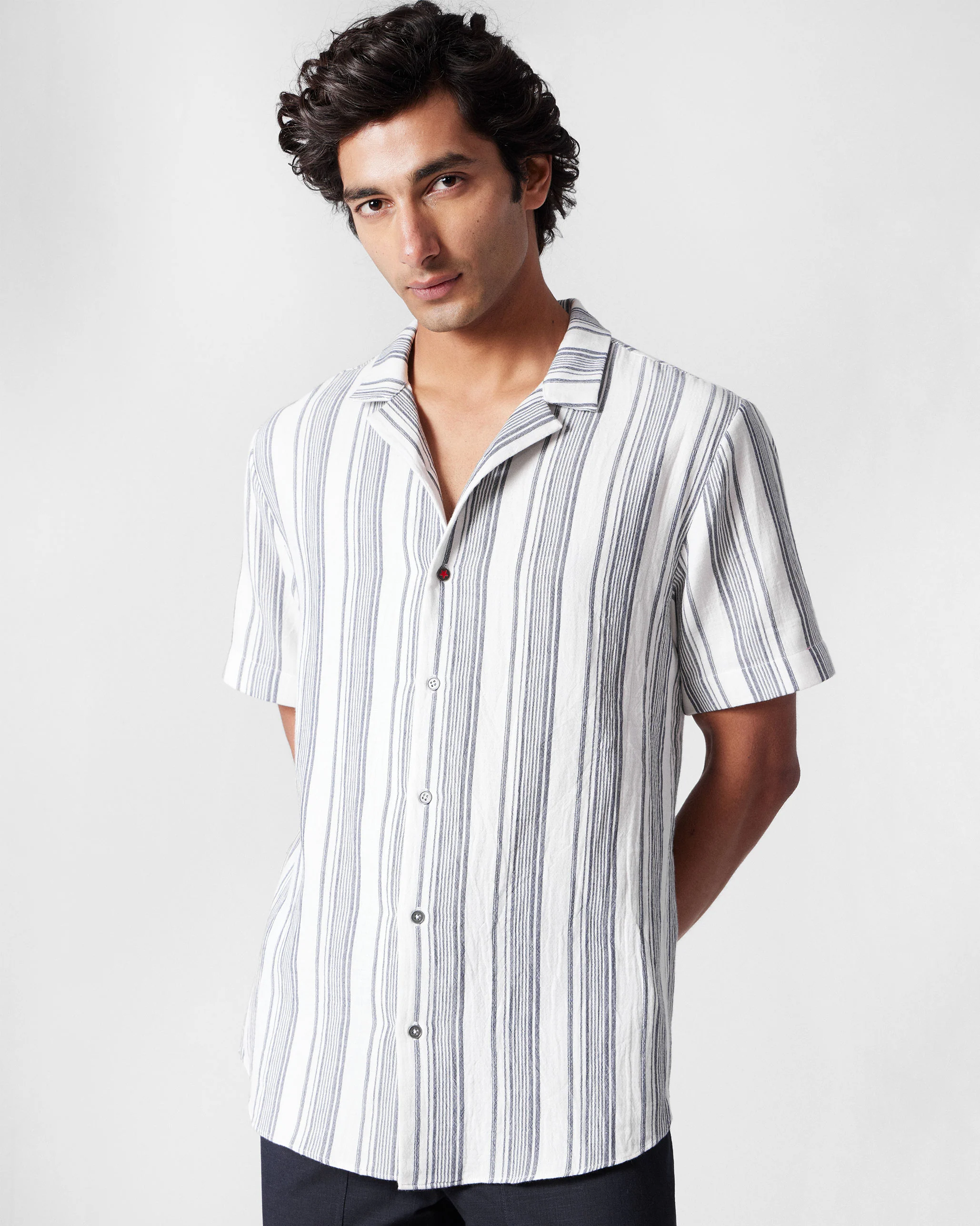 Mistari Shirt - Charcoal & Ivory Stripes - Image 6