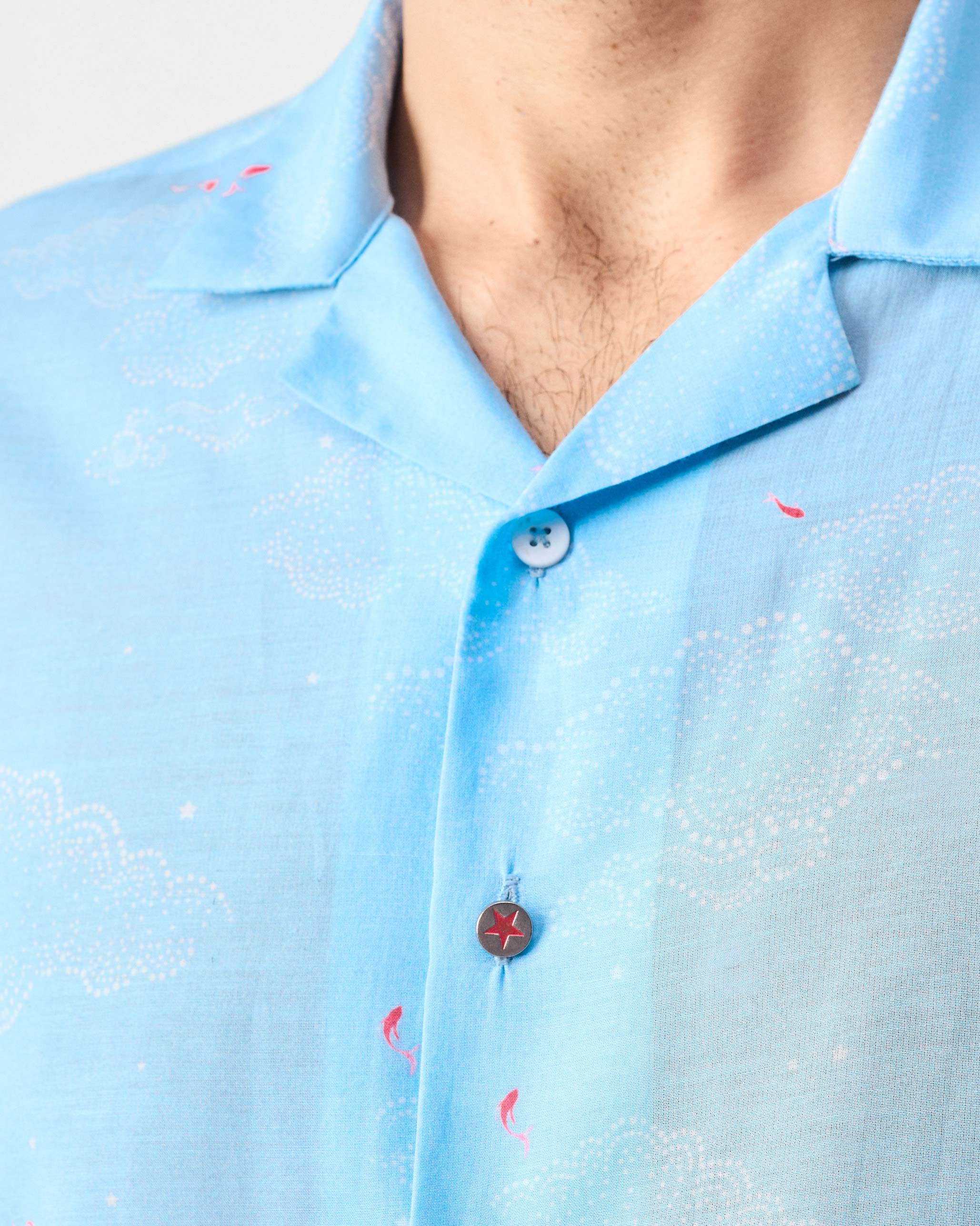Mistari Shirt - Light Blue & White Print - Image 4