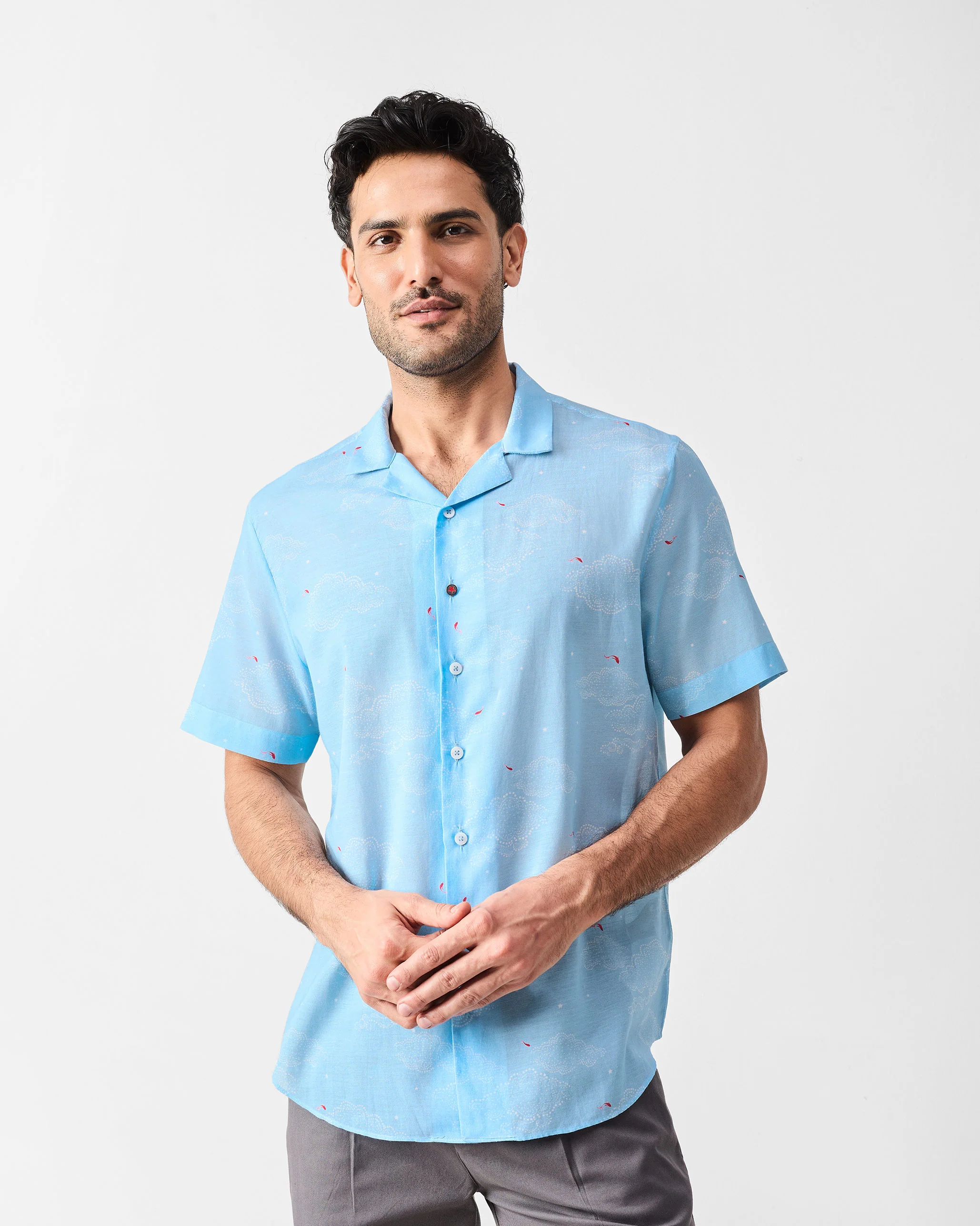 Mistari Shirt - Light Blue & White Print - Image 6