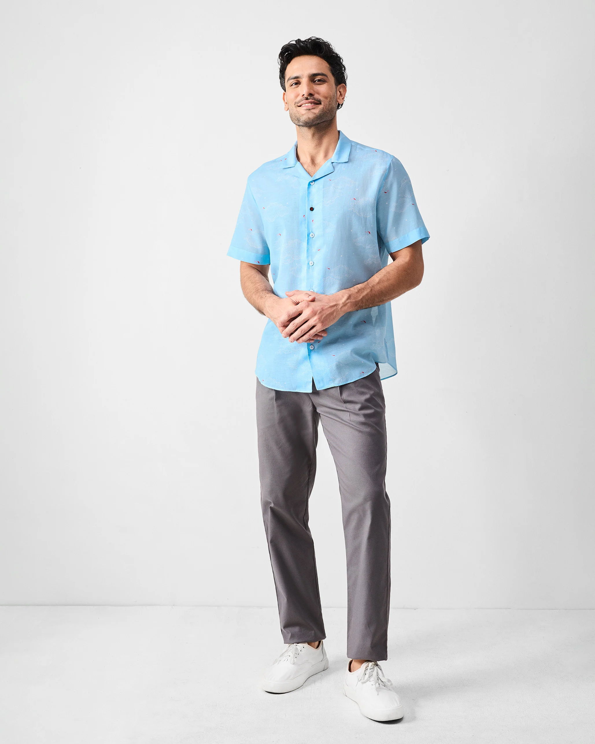 Mistari Shirt - Light Blue & White Print - Image 7