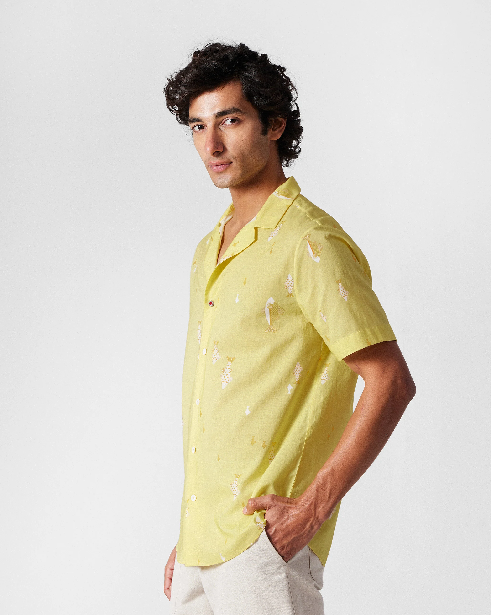 Mistari Shirt - Light Yellow Printed - Image 2