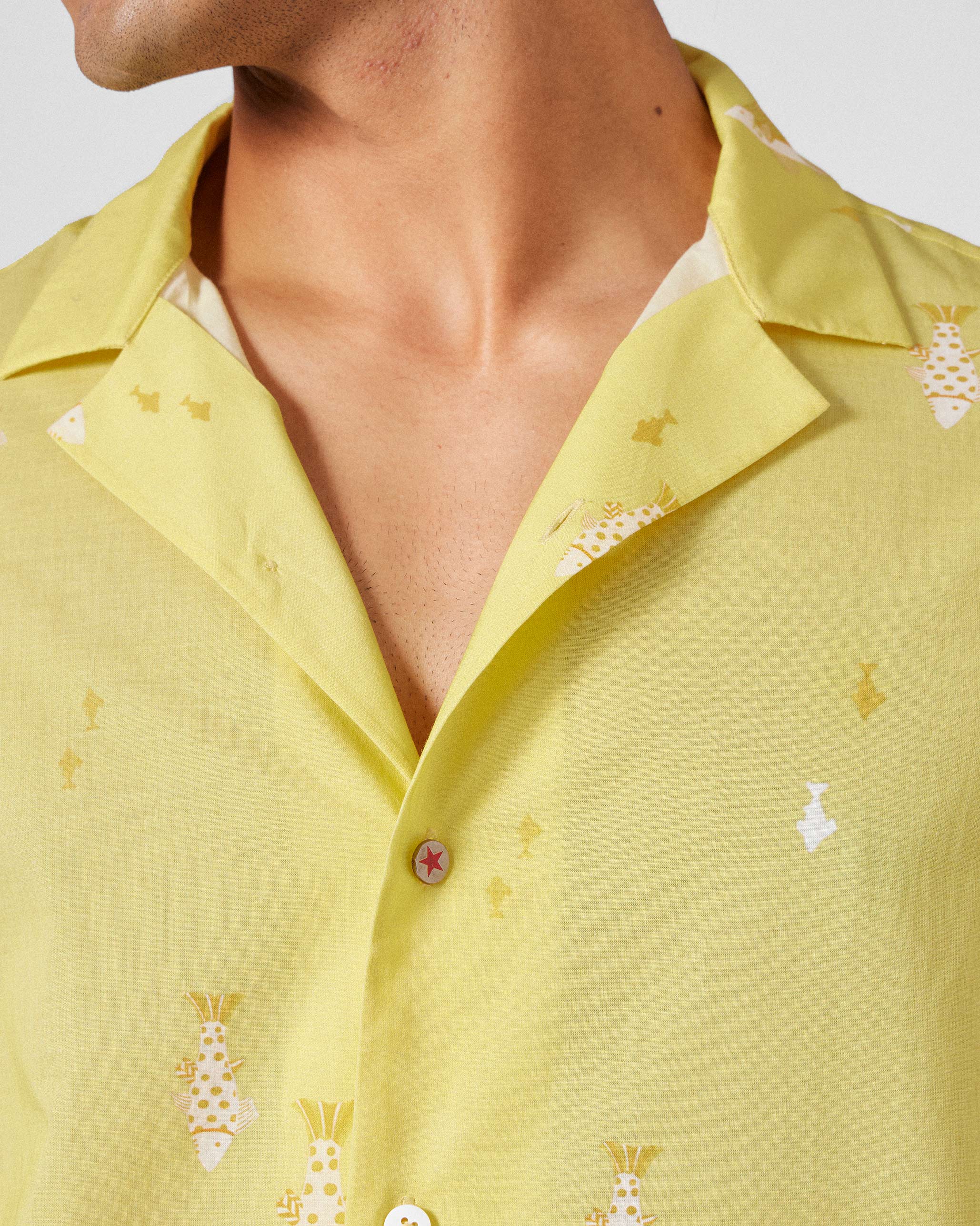 Mistari Shirt - Light Yellow Printed - Image 5