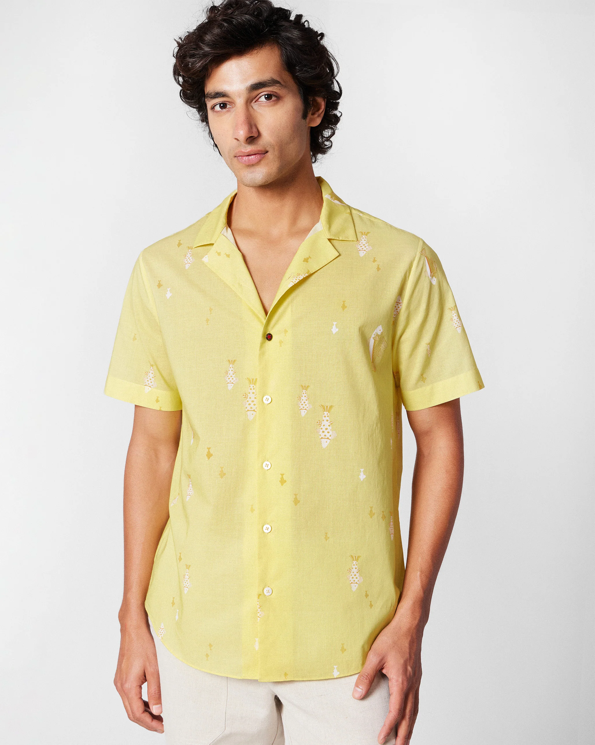 Mistari Shirt - Light Yellow Printed - Image 6