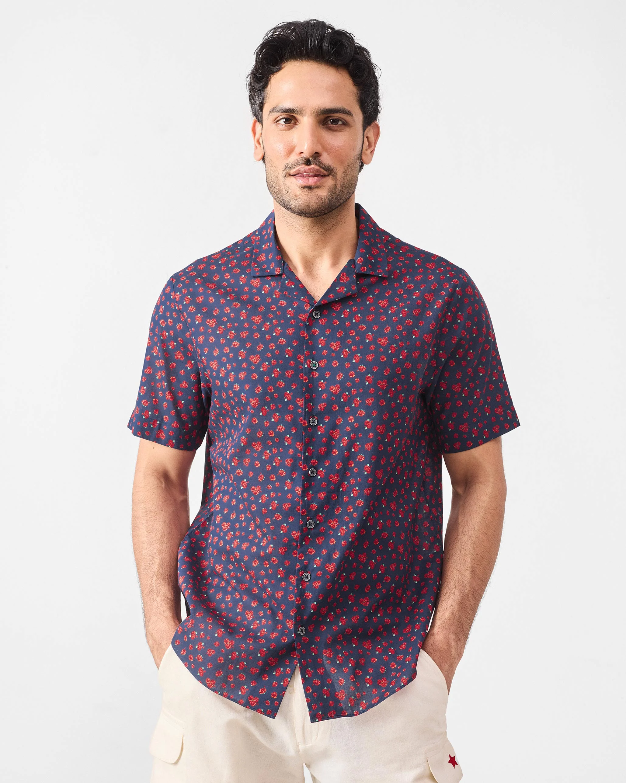 Mistari Shirt - Navy Printed - Image 5