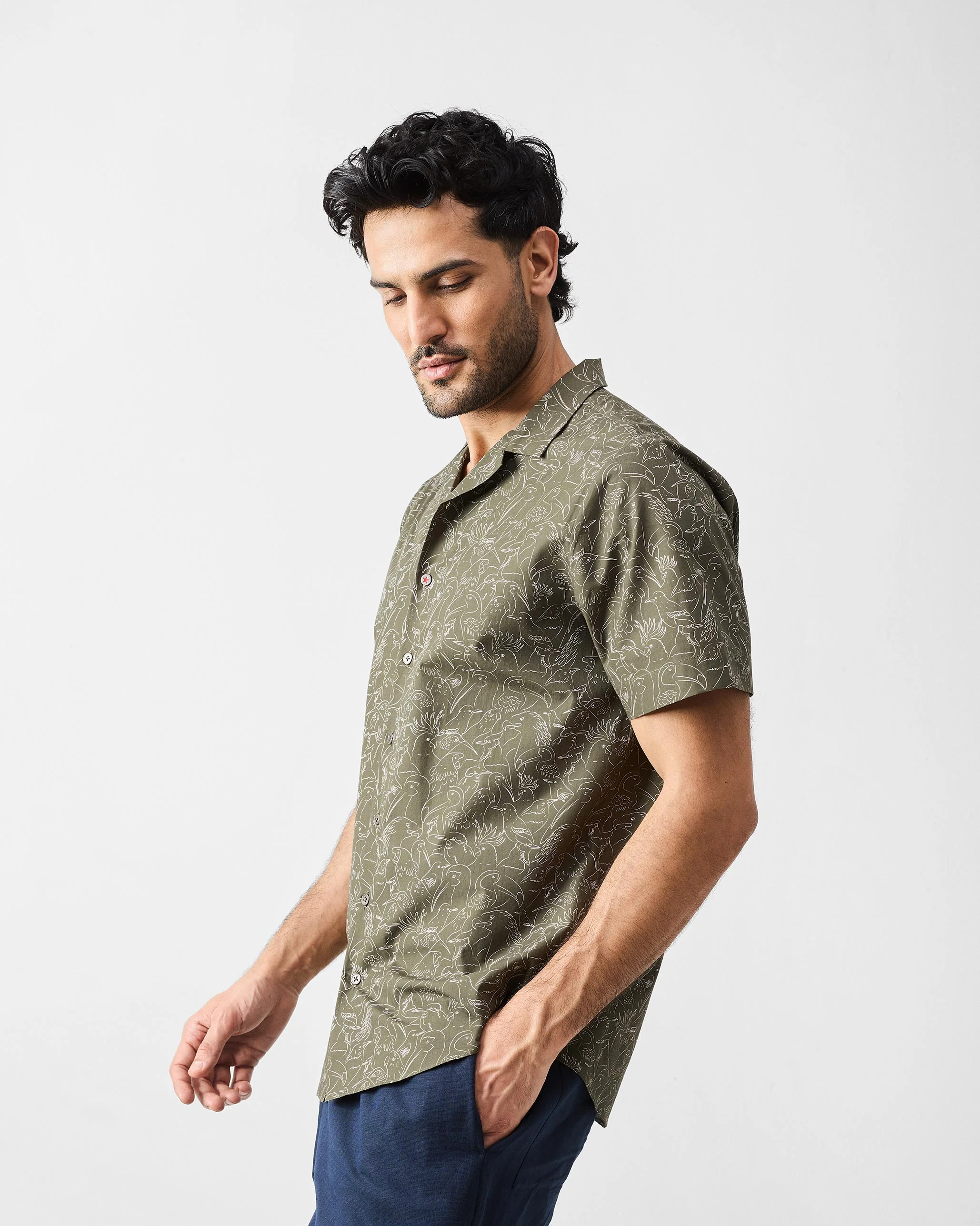 Mistari Shirt - Olive & Ivory Print - Image 3