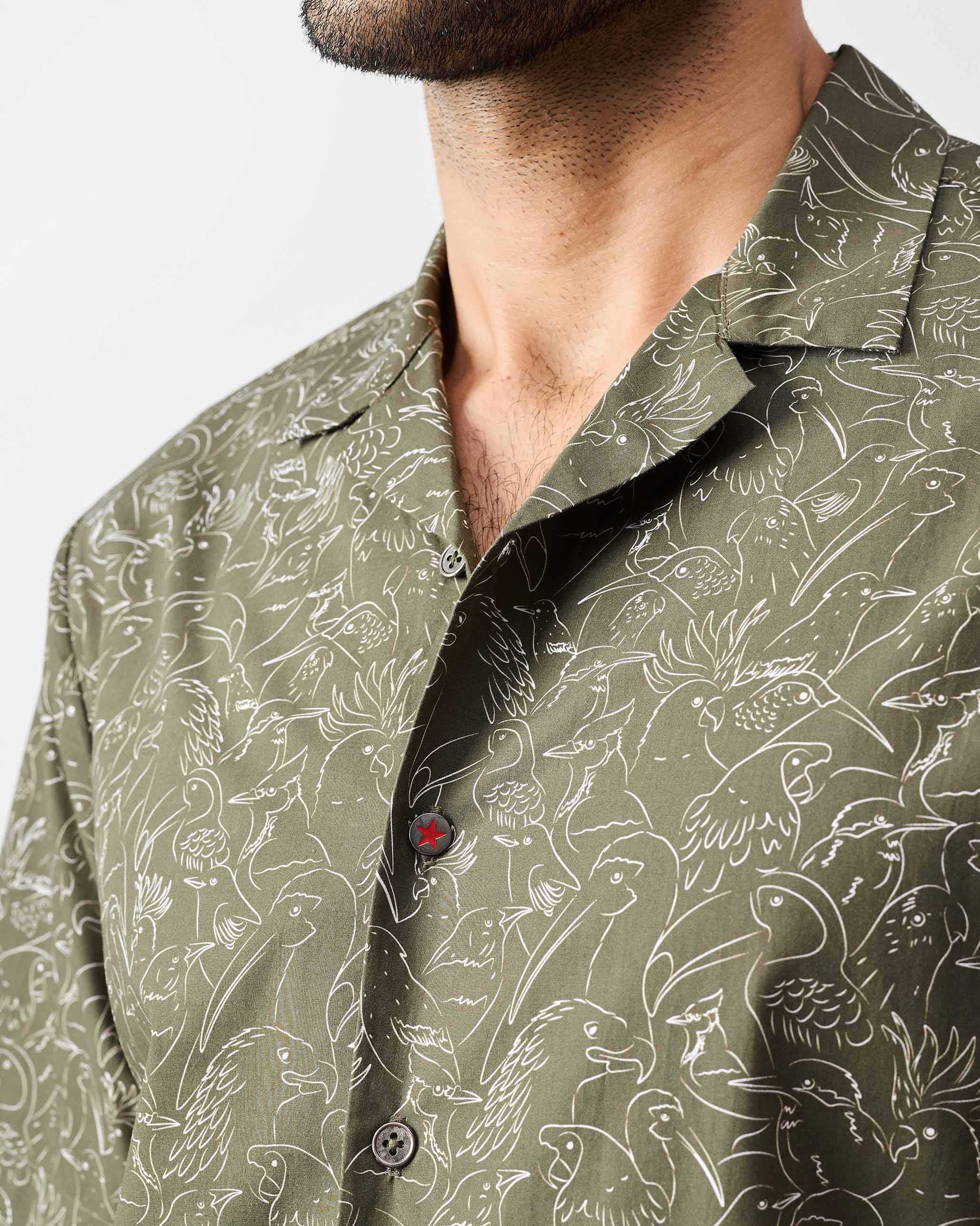 Mistari Shirt - Olive & Ivory Print - Image 4