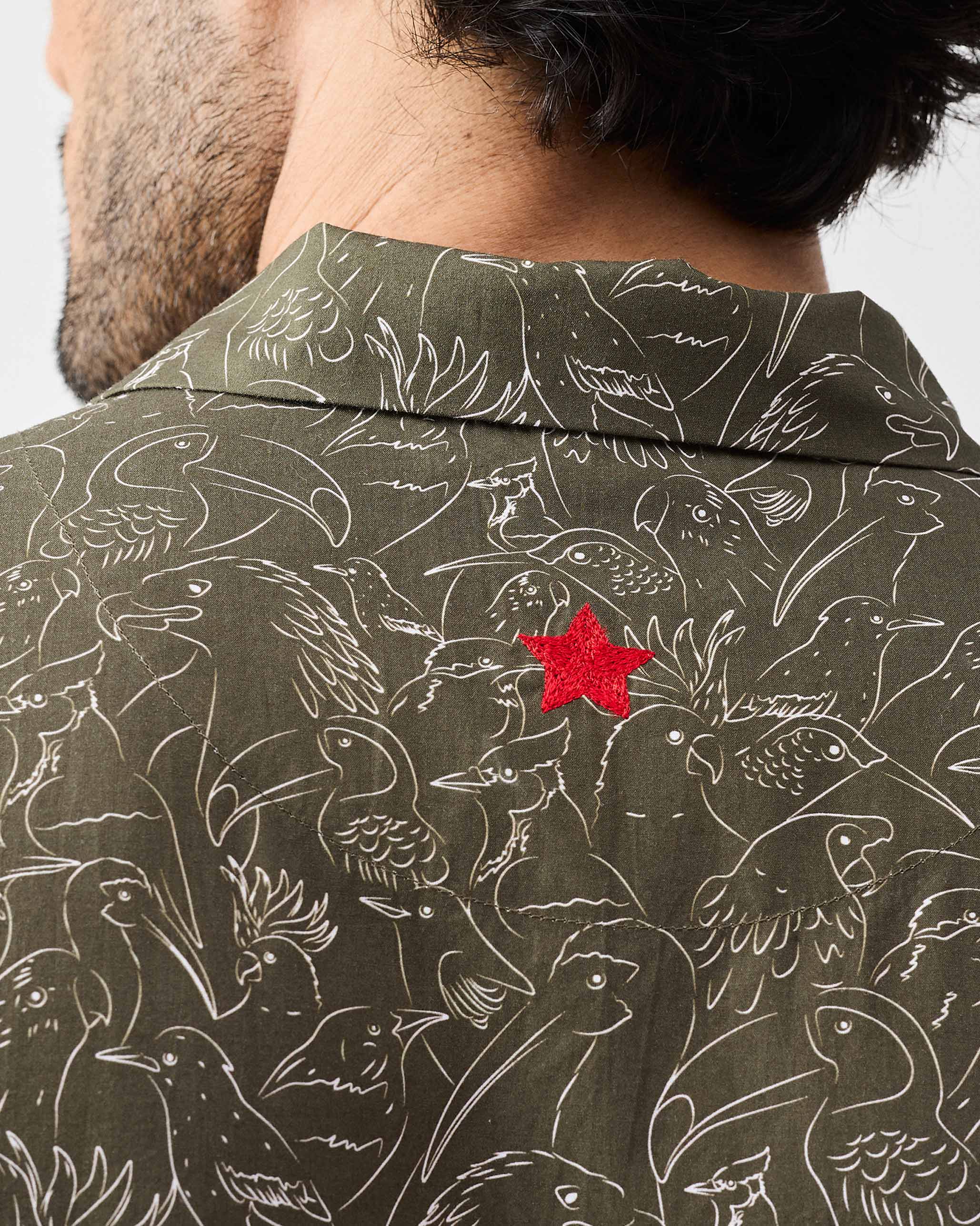 Mistari Shirt - Olive & Ivory Print - Image 5