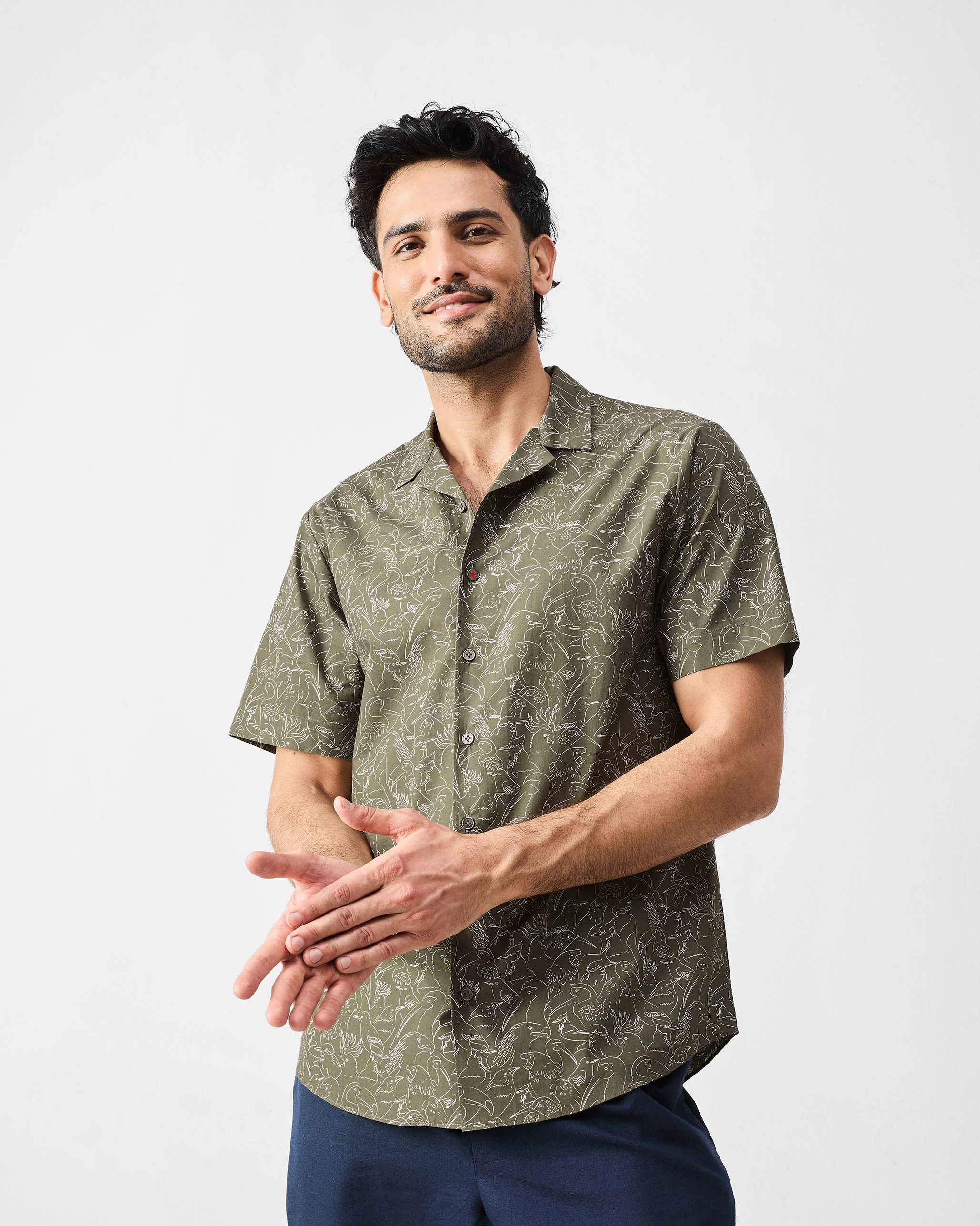 Mistari Shirt - Olive & Ivory Print - Image 6