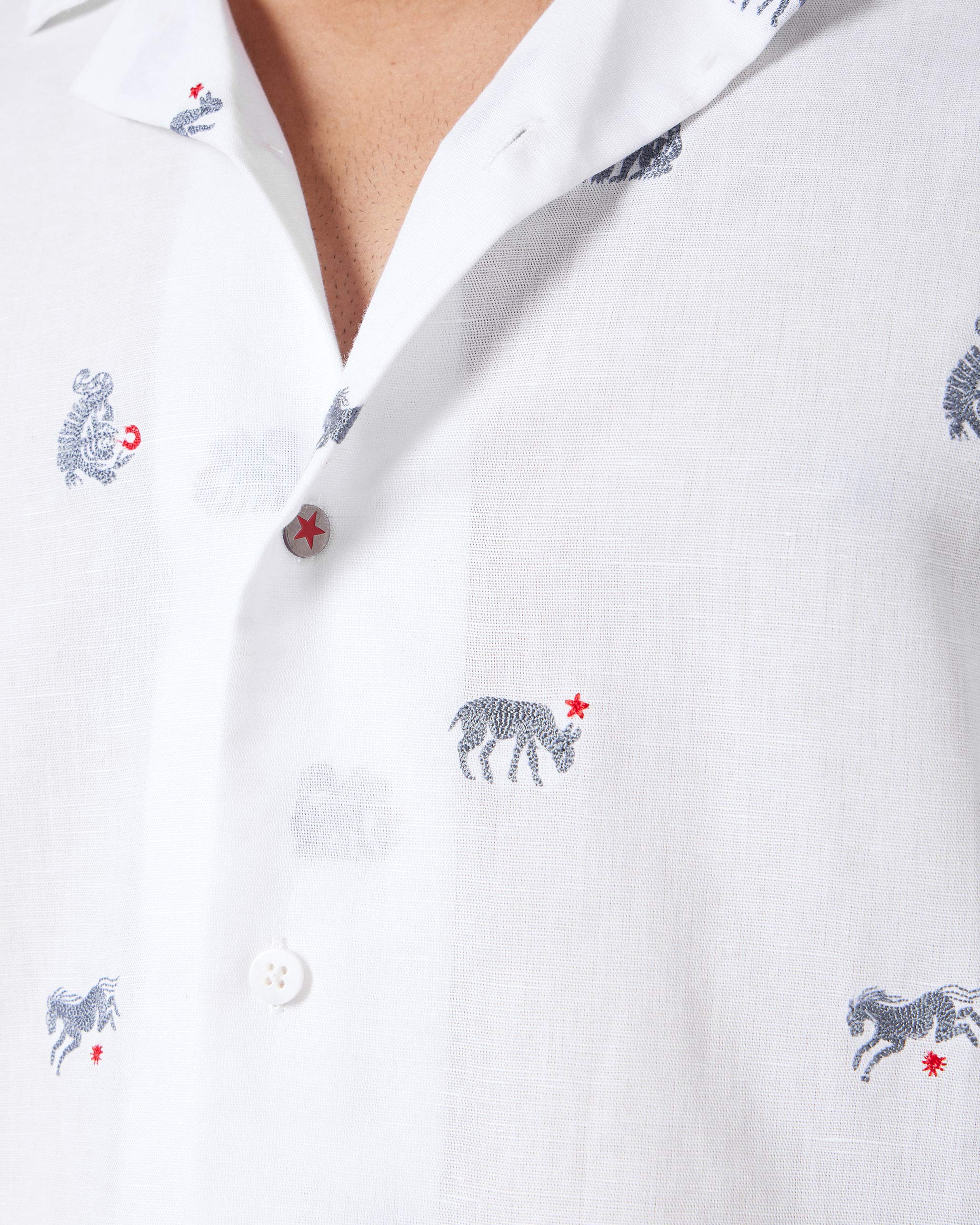 Mistari Shirt - White Embroidered - Image 4