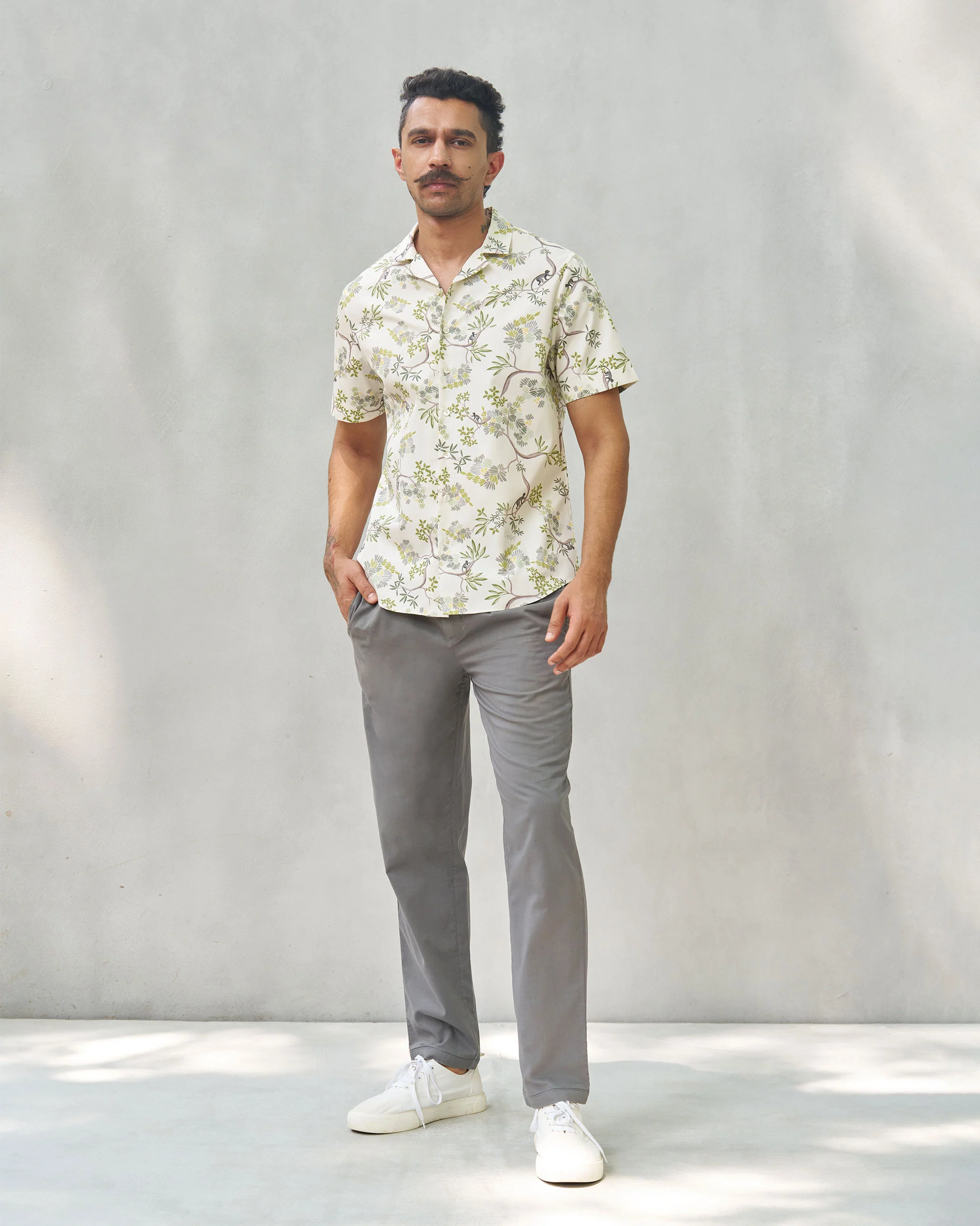Mistari Shirt - White & Green - Image 5
