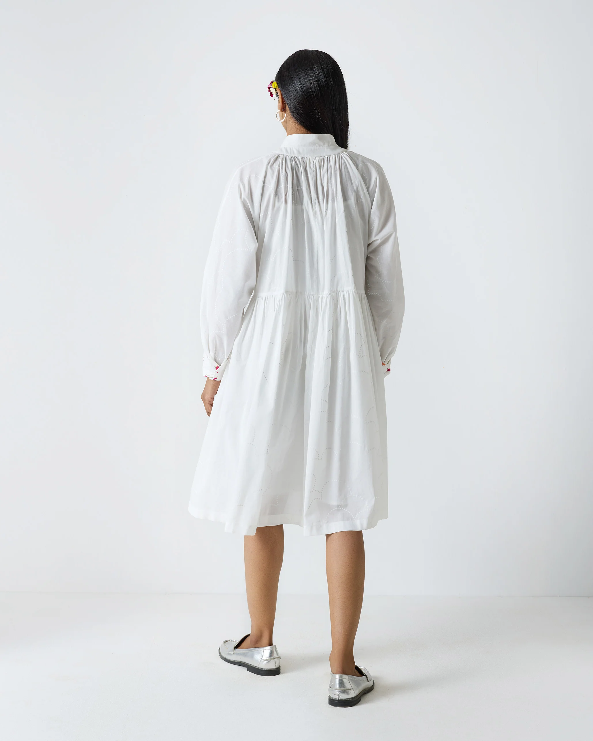 Miya Button Front Dress & Slip - White Print - Image 5