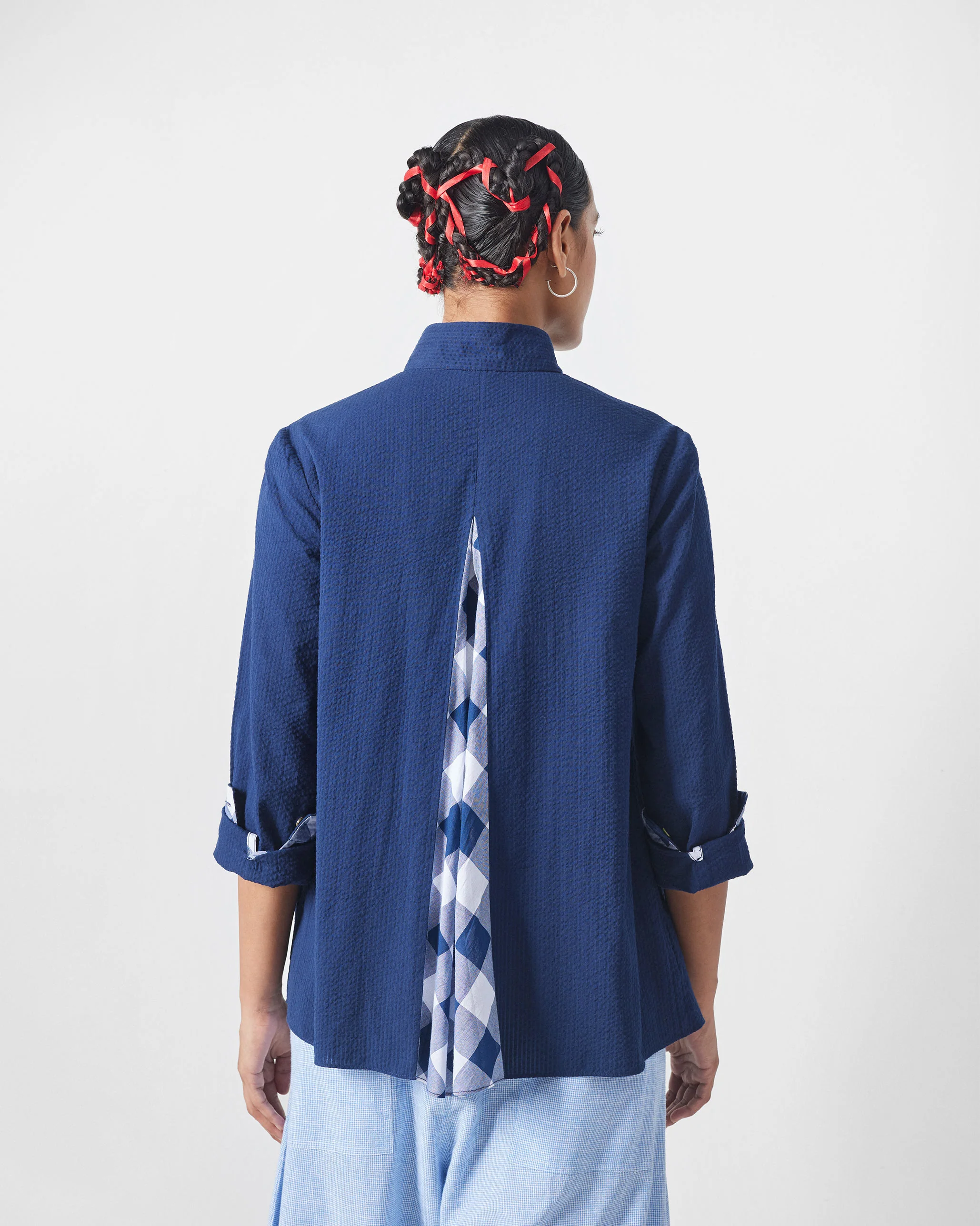 Mizu Gusset Top - Navy Seersucker - Image 4