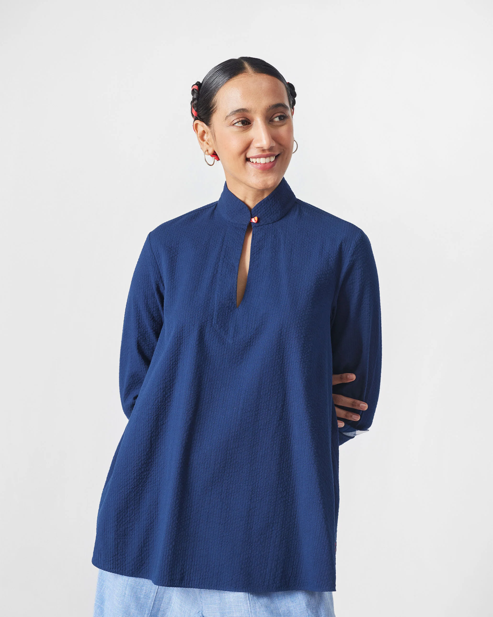 Mizu Gusset Top - Navy Seersucker - Image 5