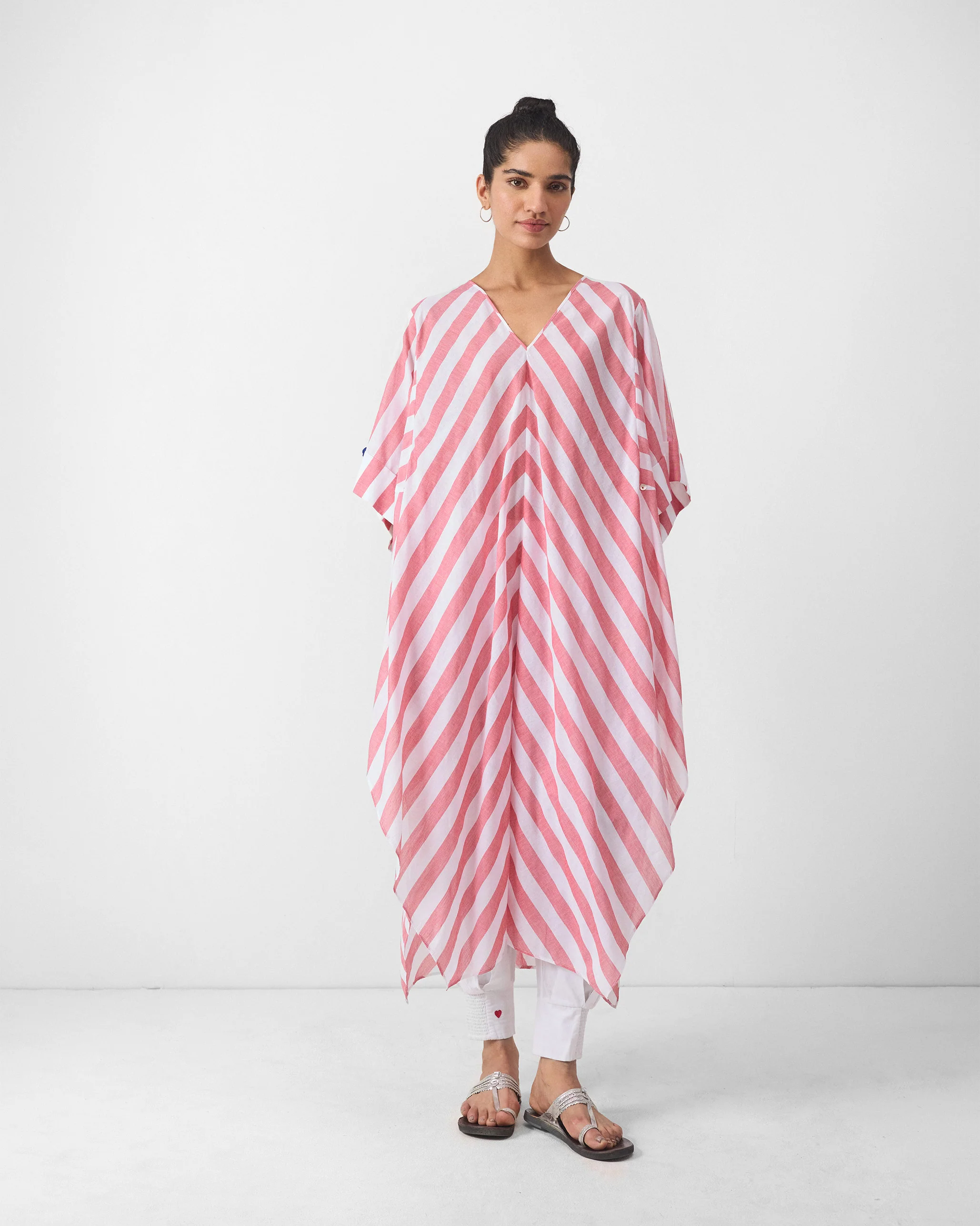 Mizuki Kaftan - Red & White Stripes - Image 2