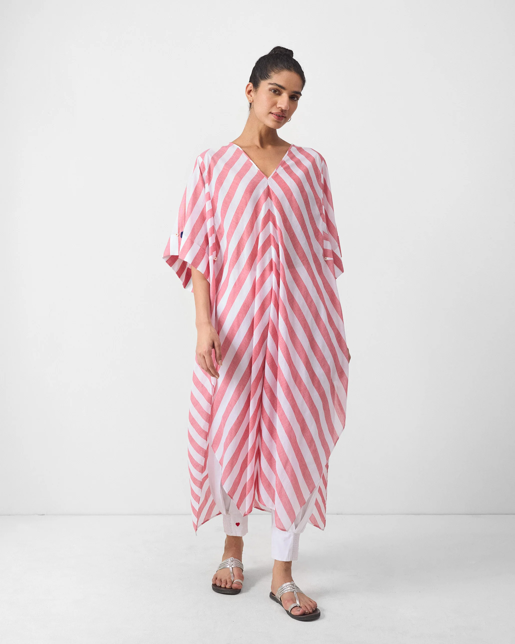 Mizuki Kaftan - Red & White Stripes - Image 5