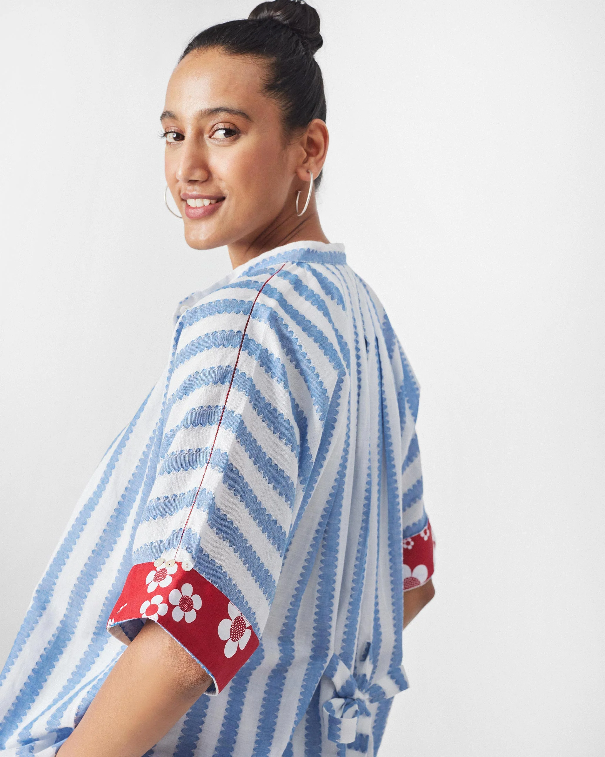Moshi Back Tie Top - Blue & White Stripes - Image 4