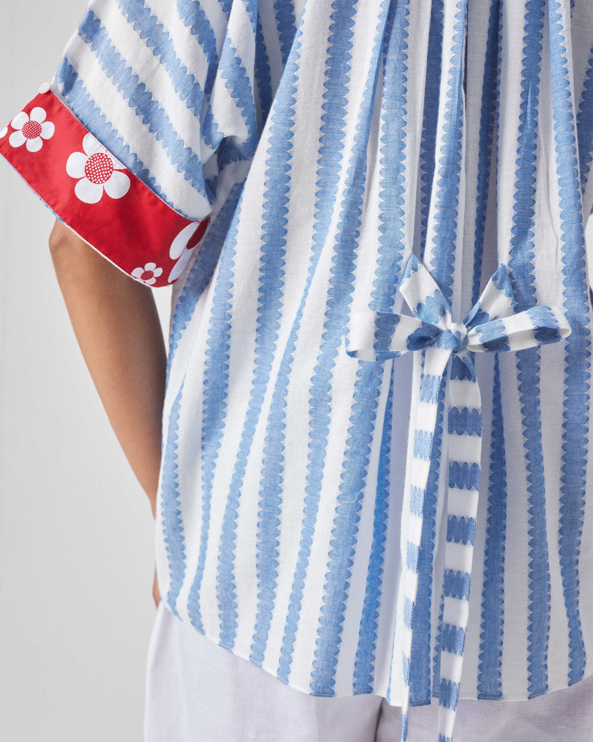 Moshi Back Tie Top - Blue & White Stripes - Image 5