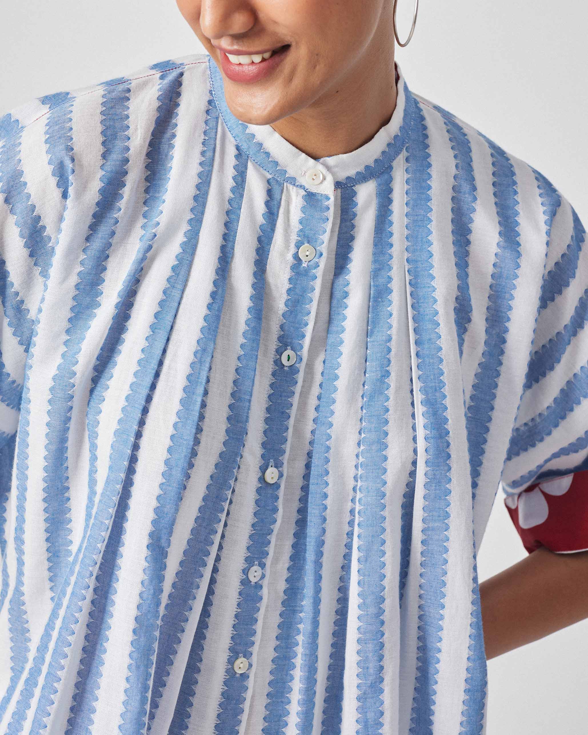 Moshi Back Tie Top - Blue & White Stripes - Image 6