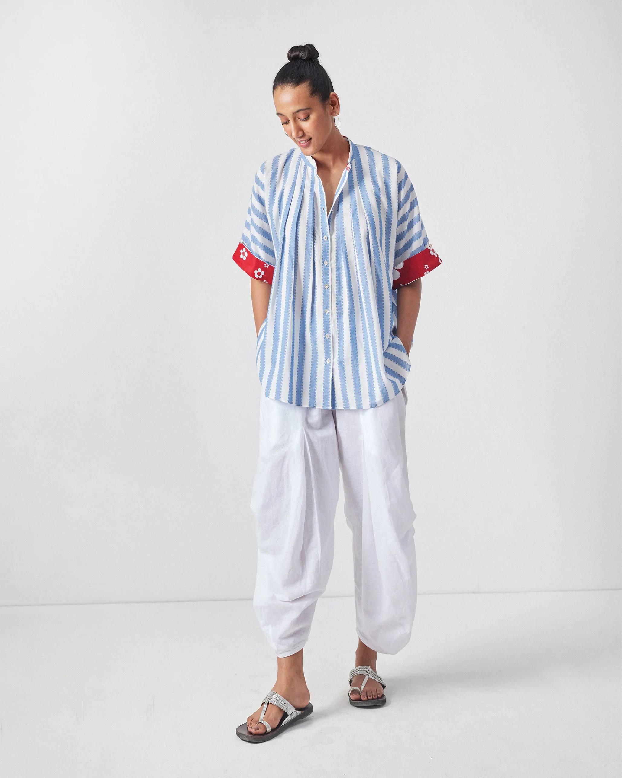 Moshi Back Tie Top - Blue & White Stripes - Image 8