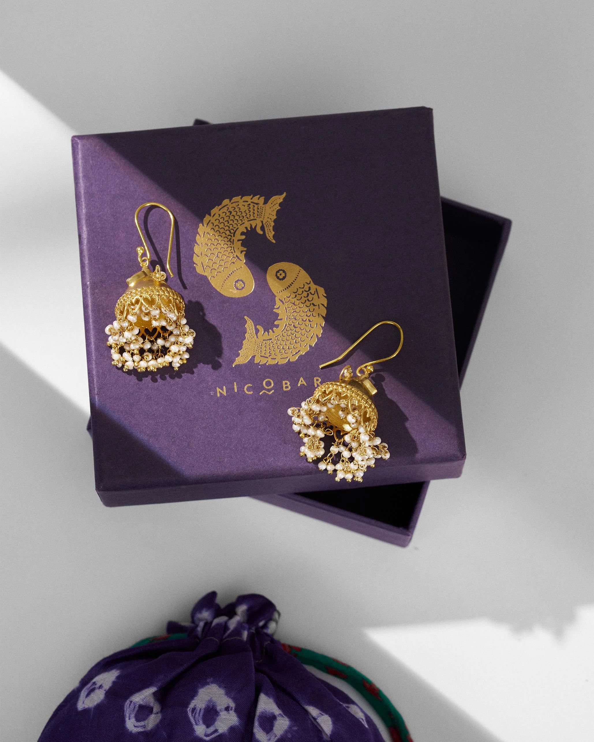 Moti Jhumka - Gold - Image 5