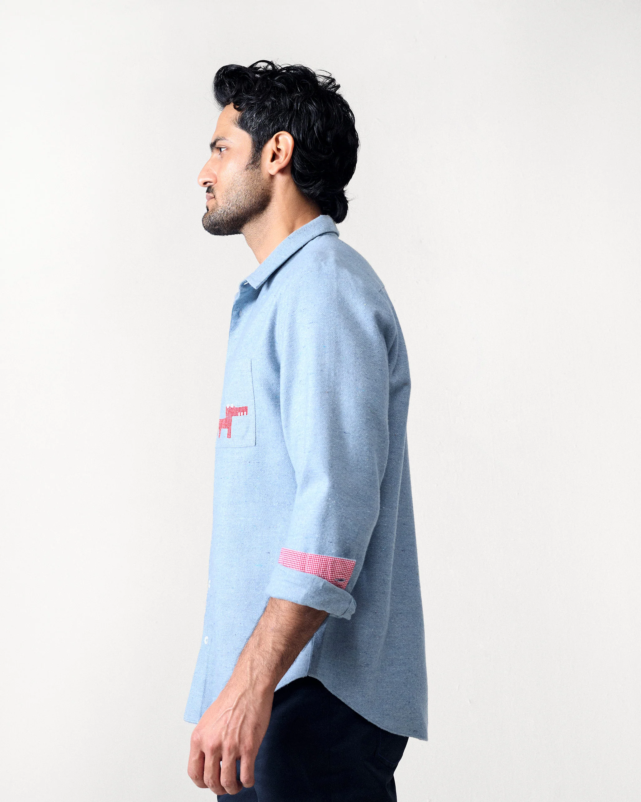 Musafir Pocket Shirt - Light Blue - Image 2