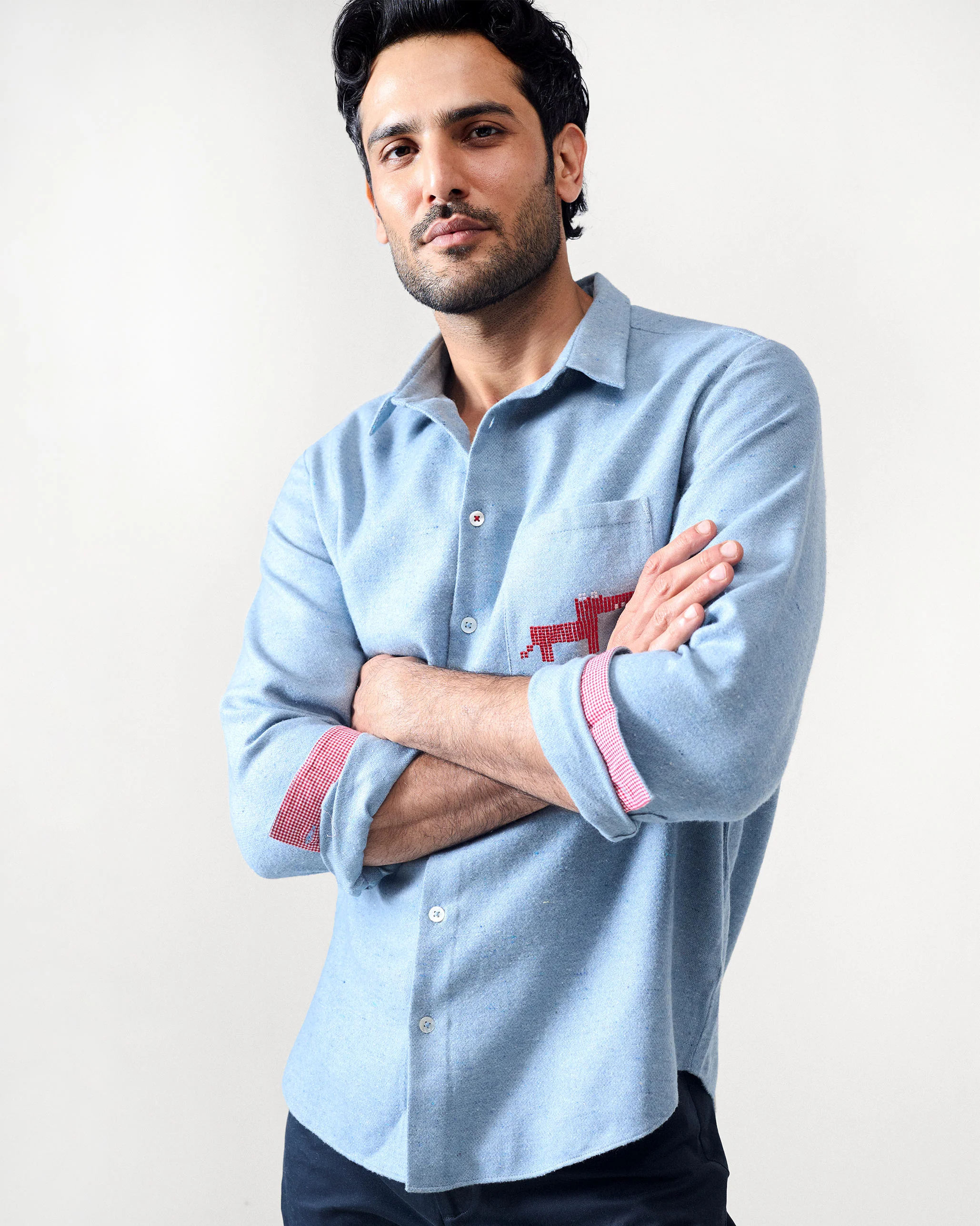 Musafir Pocket Shirt - Light Blue - Image 3