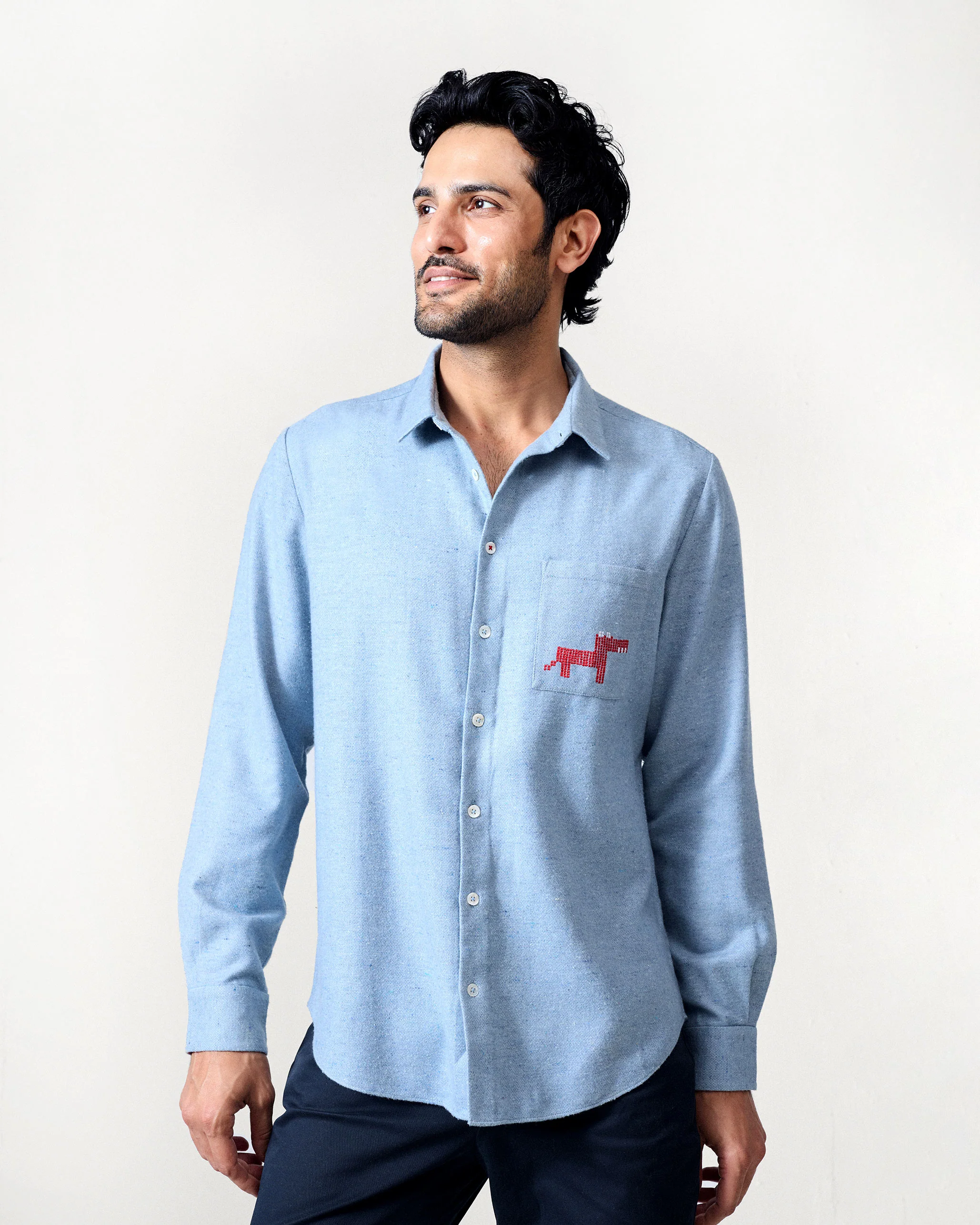Musafir Pocket Shirt - Light Blue - Image 6