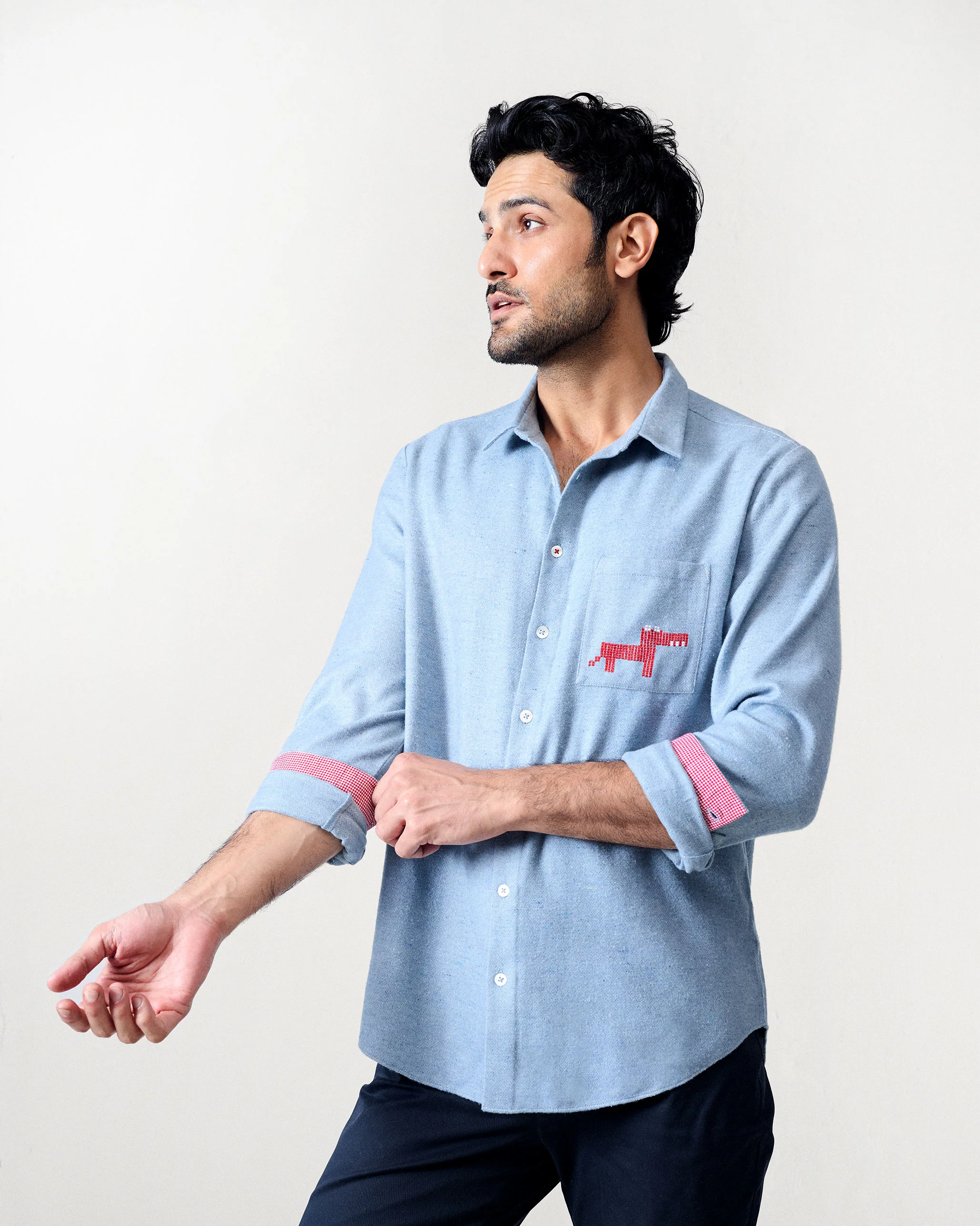 Musafir Pocket Shirt - Light Blue - Image 9