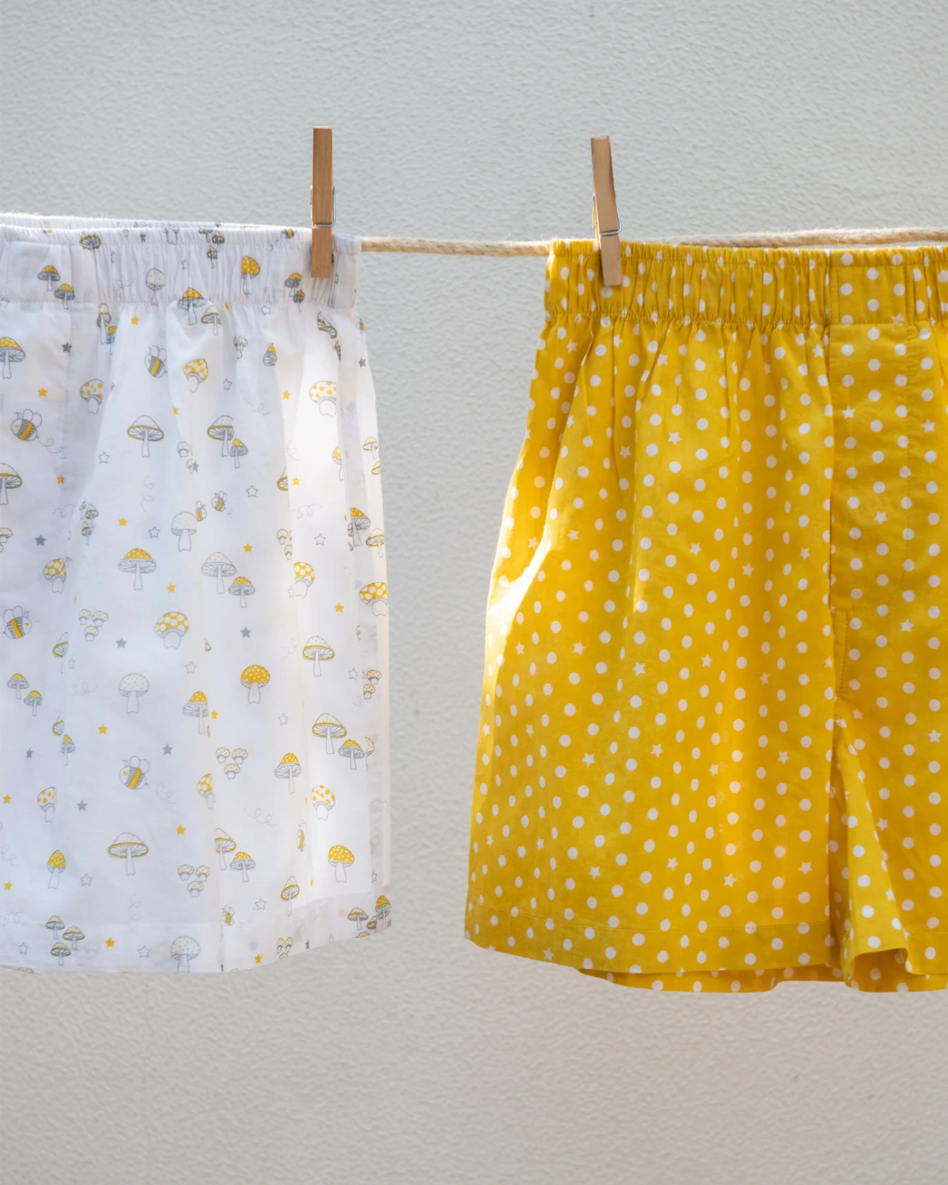 Mushroom Stars Boxers (Set of 2) - Ivory & Yellow - Image 4