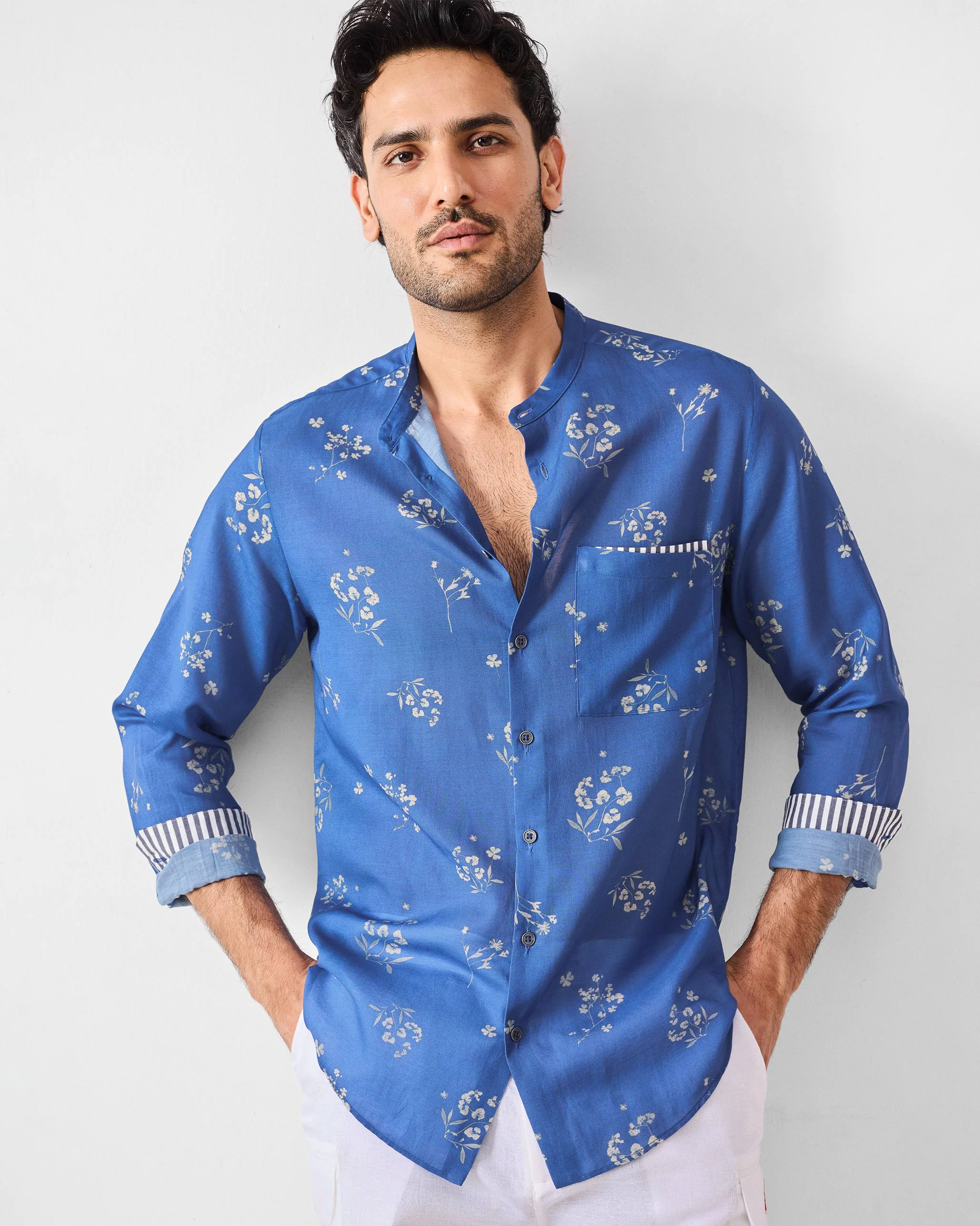 Myanmar Shirt - Navy Printed